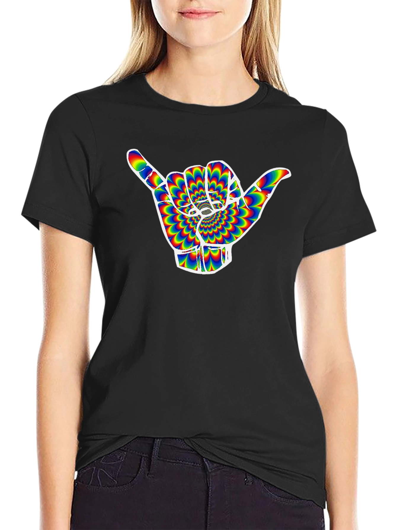 Hang Loose Shaka Hand Rainbow Illusion T-Shirt