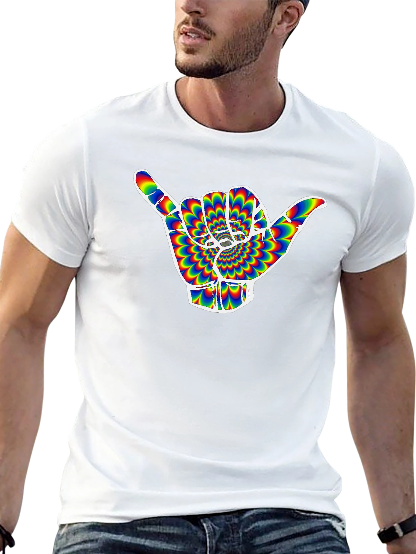 Hang Loose Shaka Hand Rainbow Illusion T-Shirt