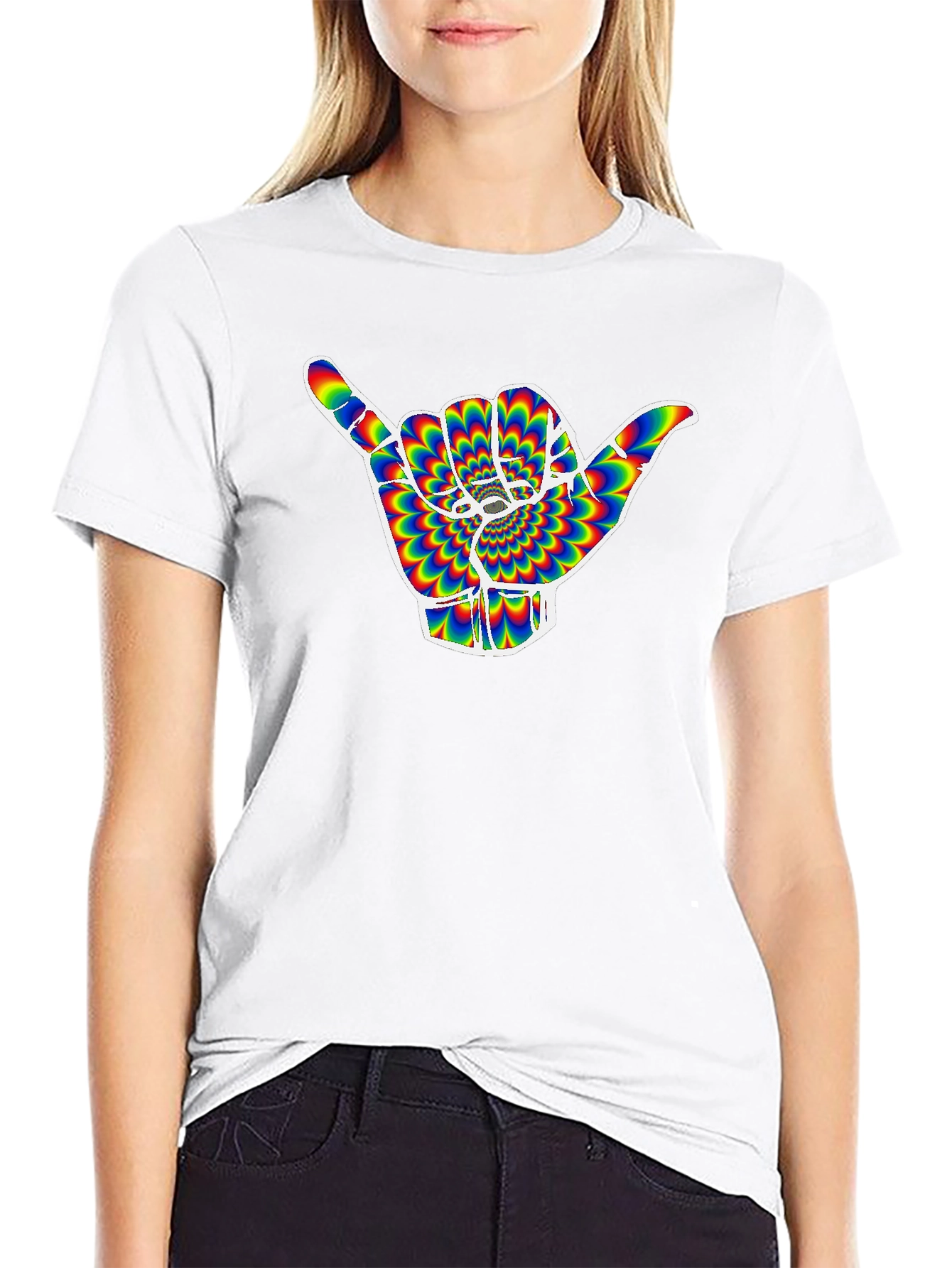Hang Loose Shaka Hand Rainbow Illusion T-Shirt