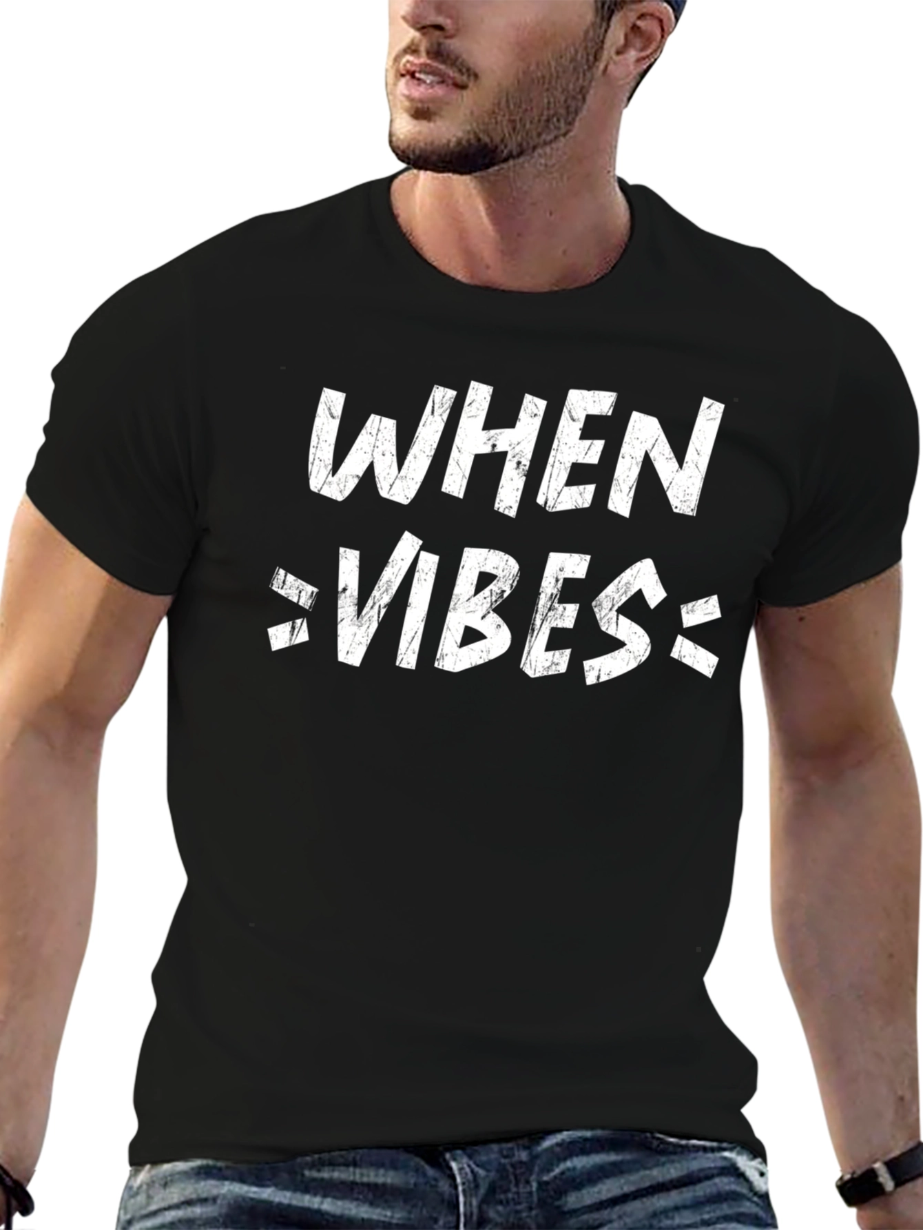 When Vibes Tee - Black Graphic T-Shirt