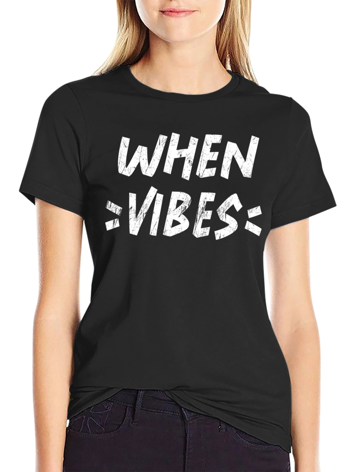 When Vibes Tee - Black Graphic T-Shirt
