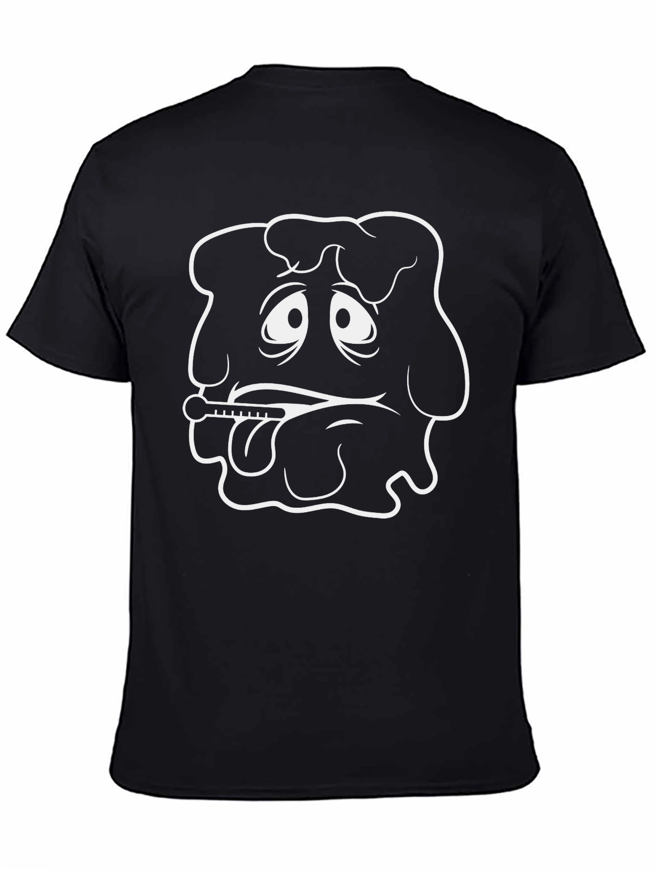 Sick Day Cartoon Graphic T-Shirt - Black