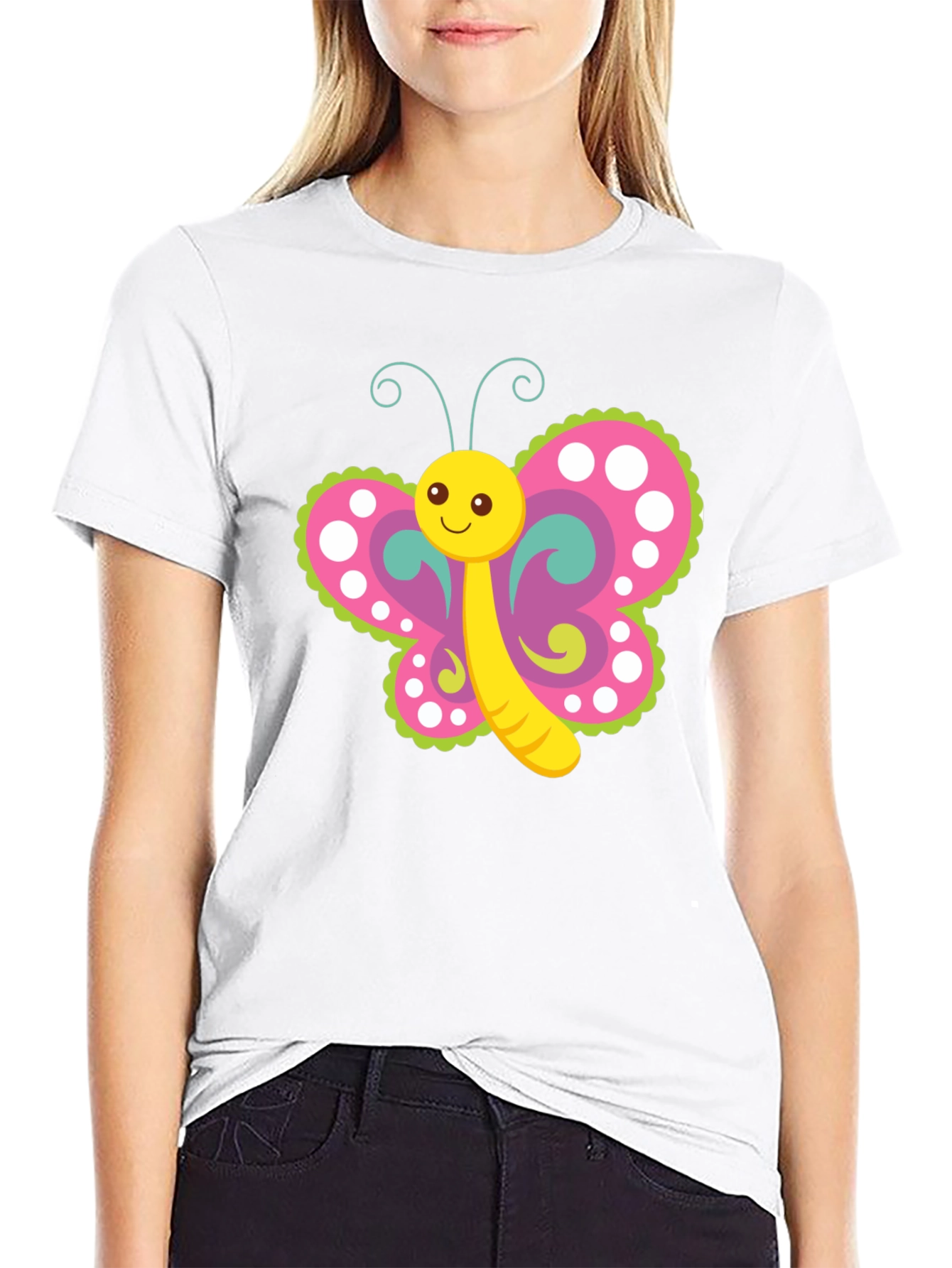 Cute Butterfly Graphic Print T-Shirt
