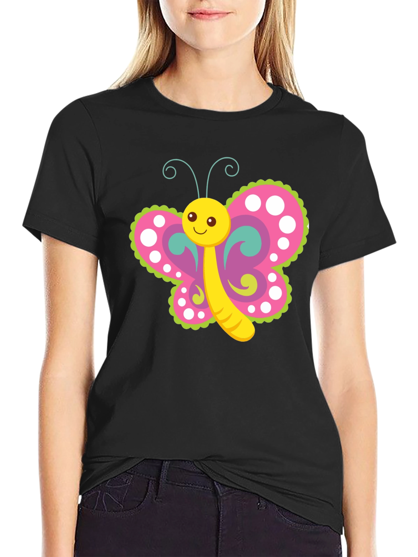 Cute Butterfly Graphic Print T-Shirt