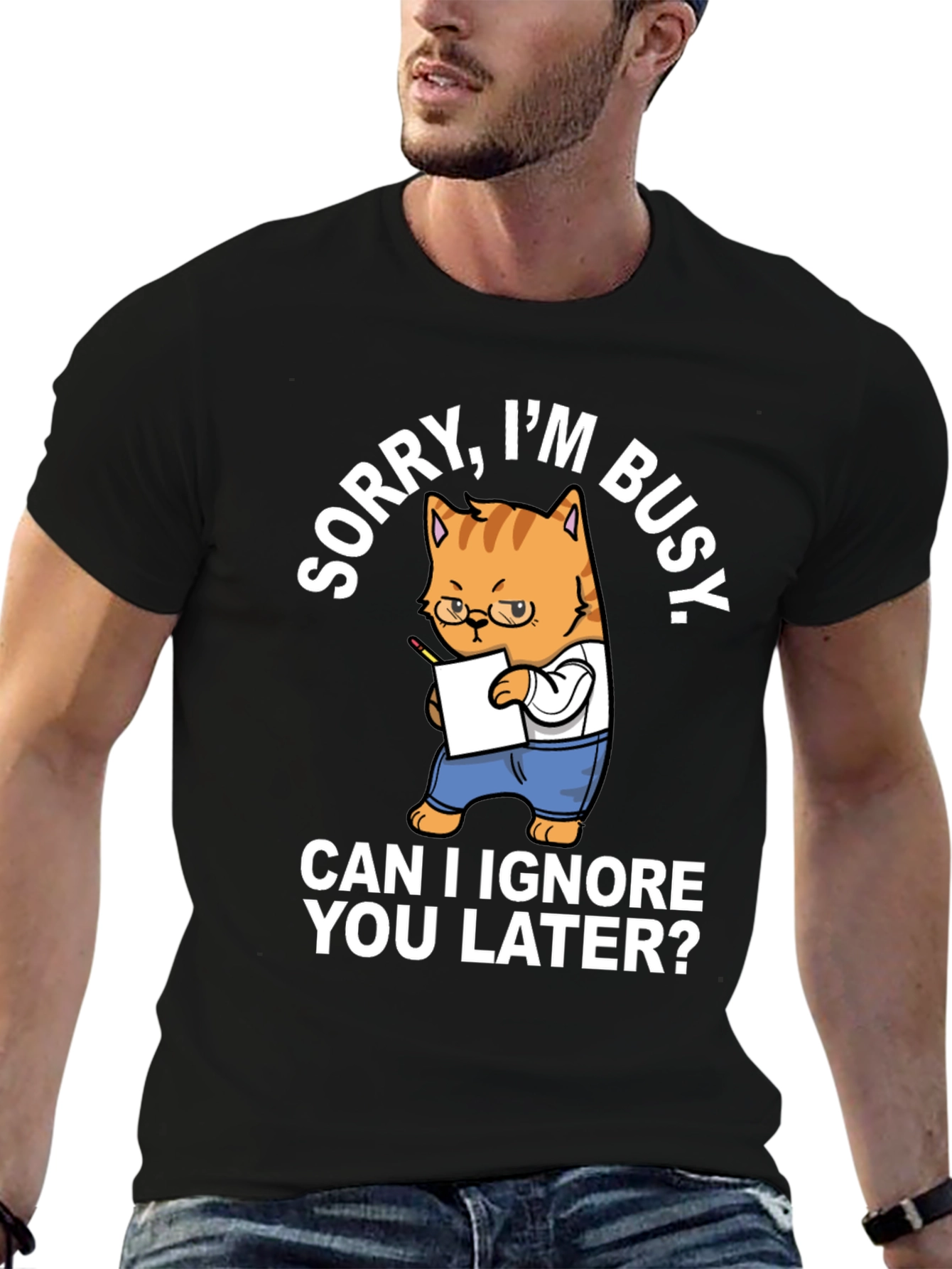 Busy Cat T-Shirt Funny Graphic Tee