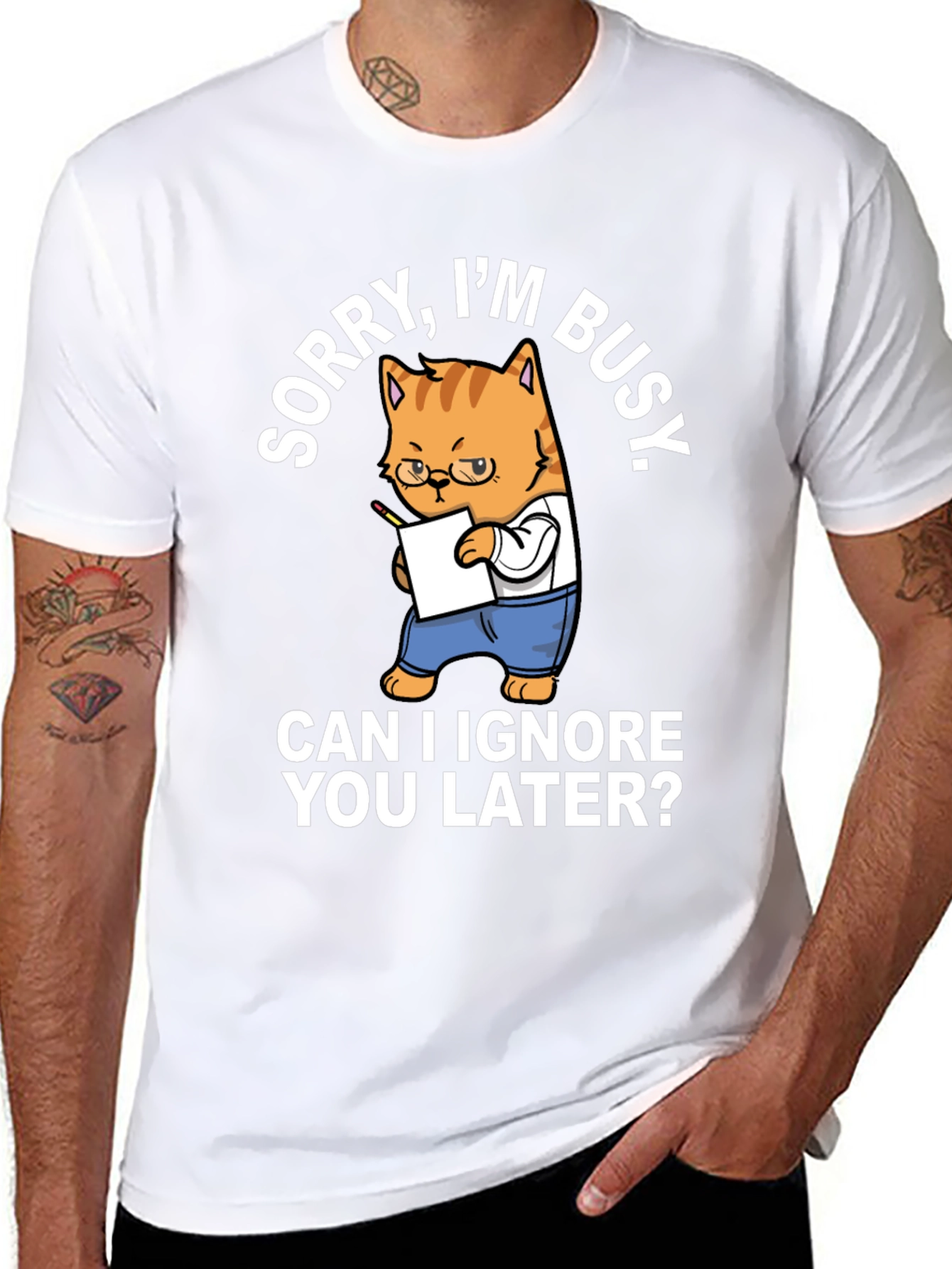 Busy Cat T-Shirt Funny Graphic Tee