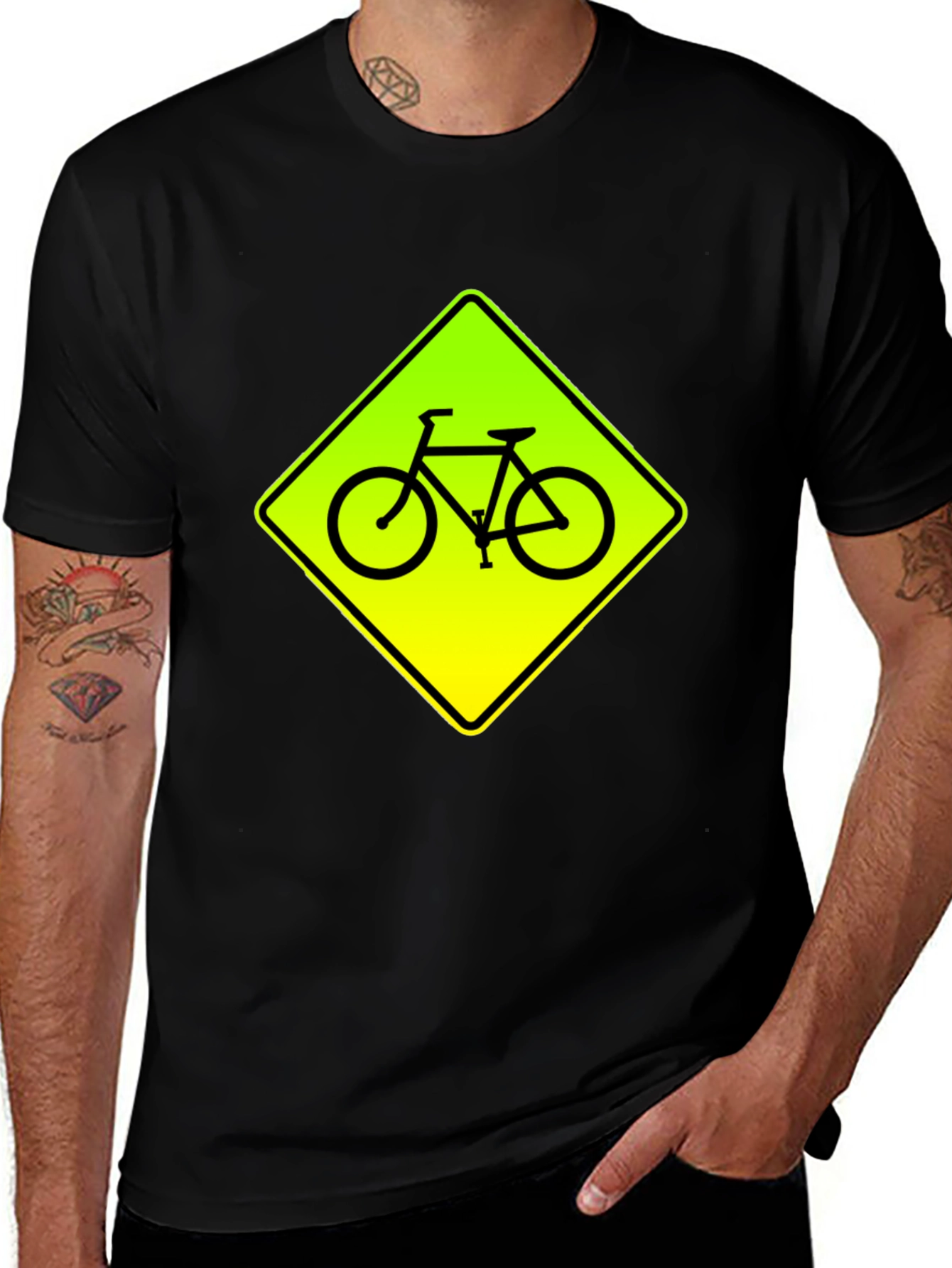 Bike Crossing Black Graphic Tee