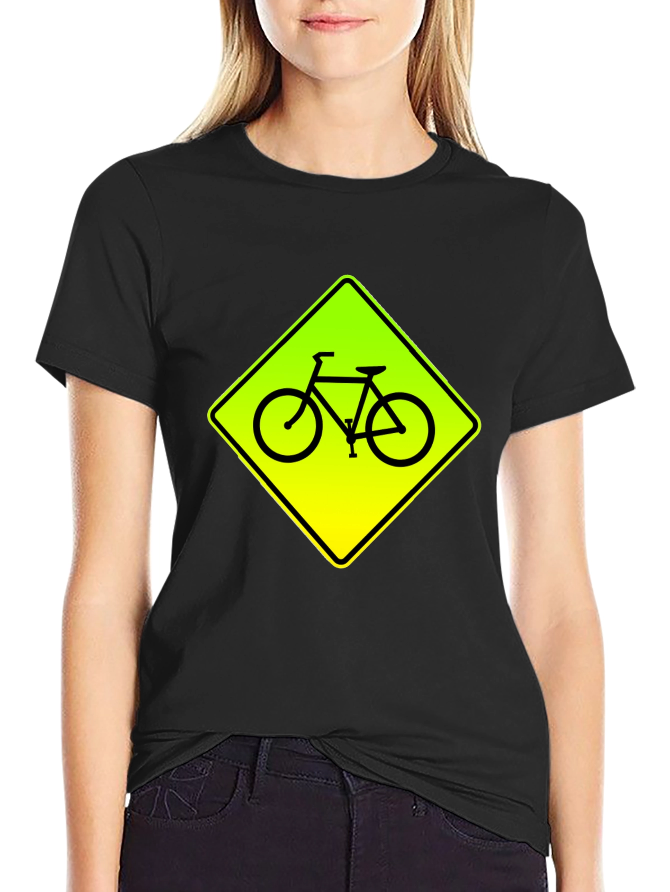 Bike Crossing Black Graphic Tee