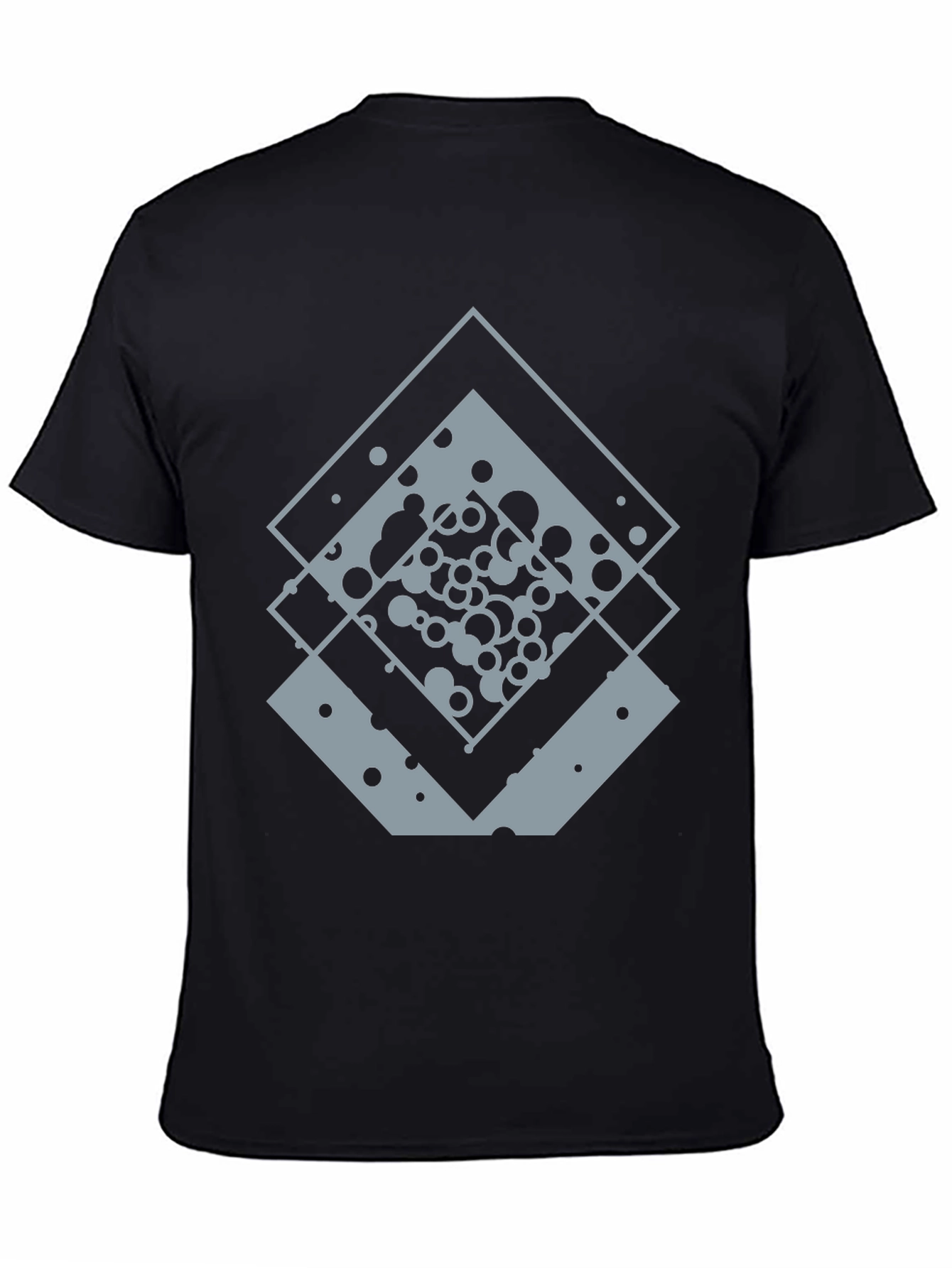 Geometric Squares Graphic Tee - Black