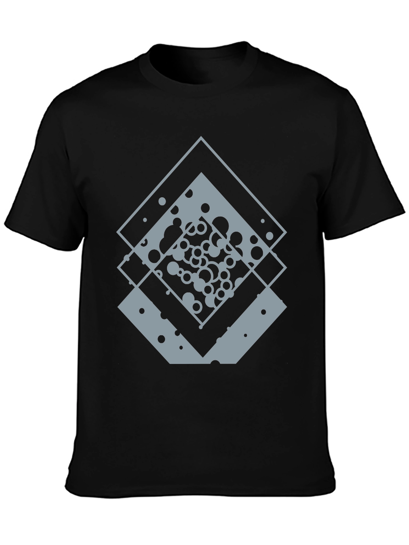 Geometric Squares Graphic Tee - Black