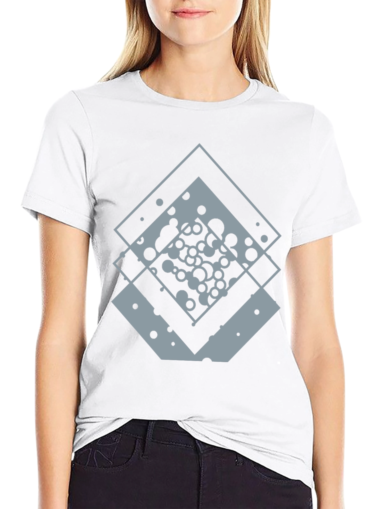 Geometric Squares Graphic Tee - Black