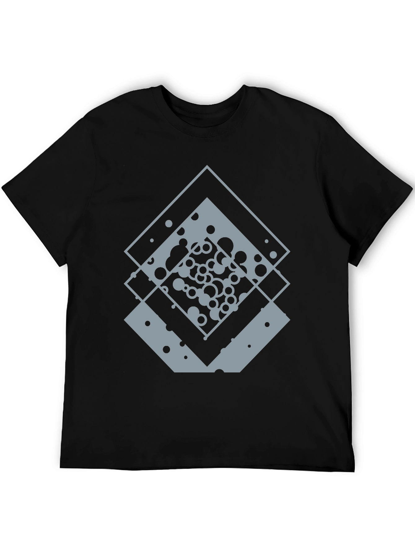 Geometric Squares Graphic Tee - Black