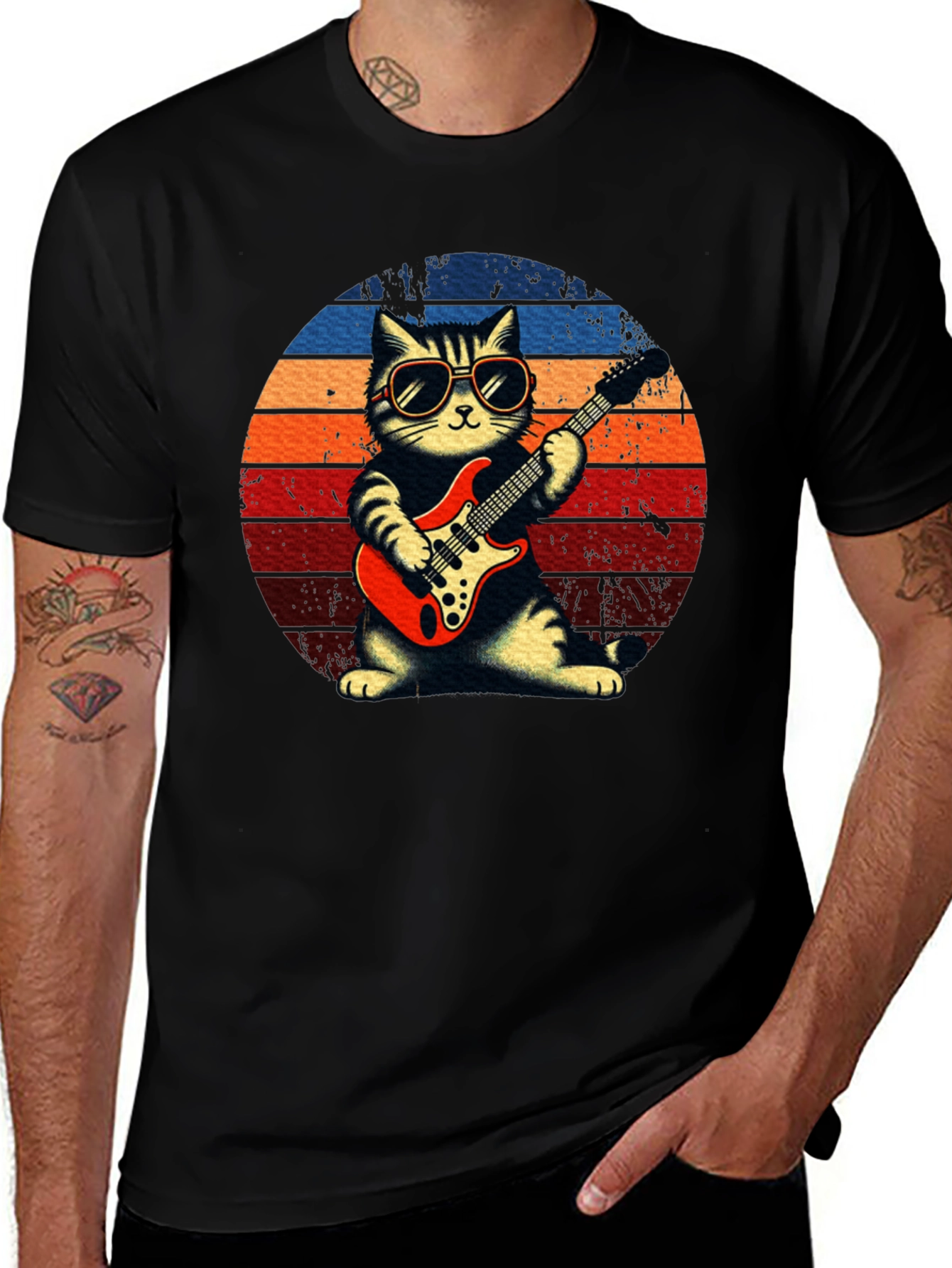 Cat Guitarist Graphic Tee