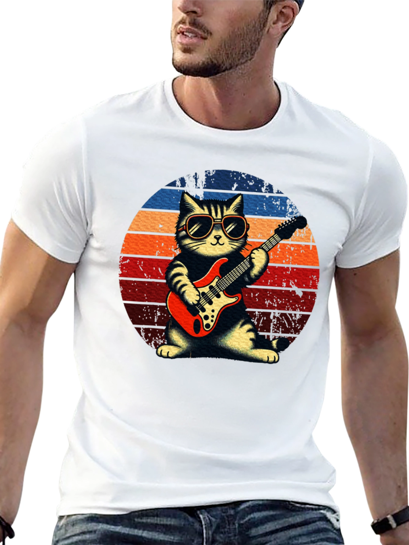 Cat Guitarist Graphic Tee