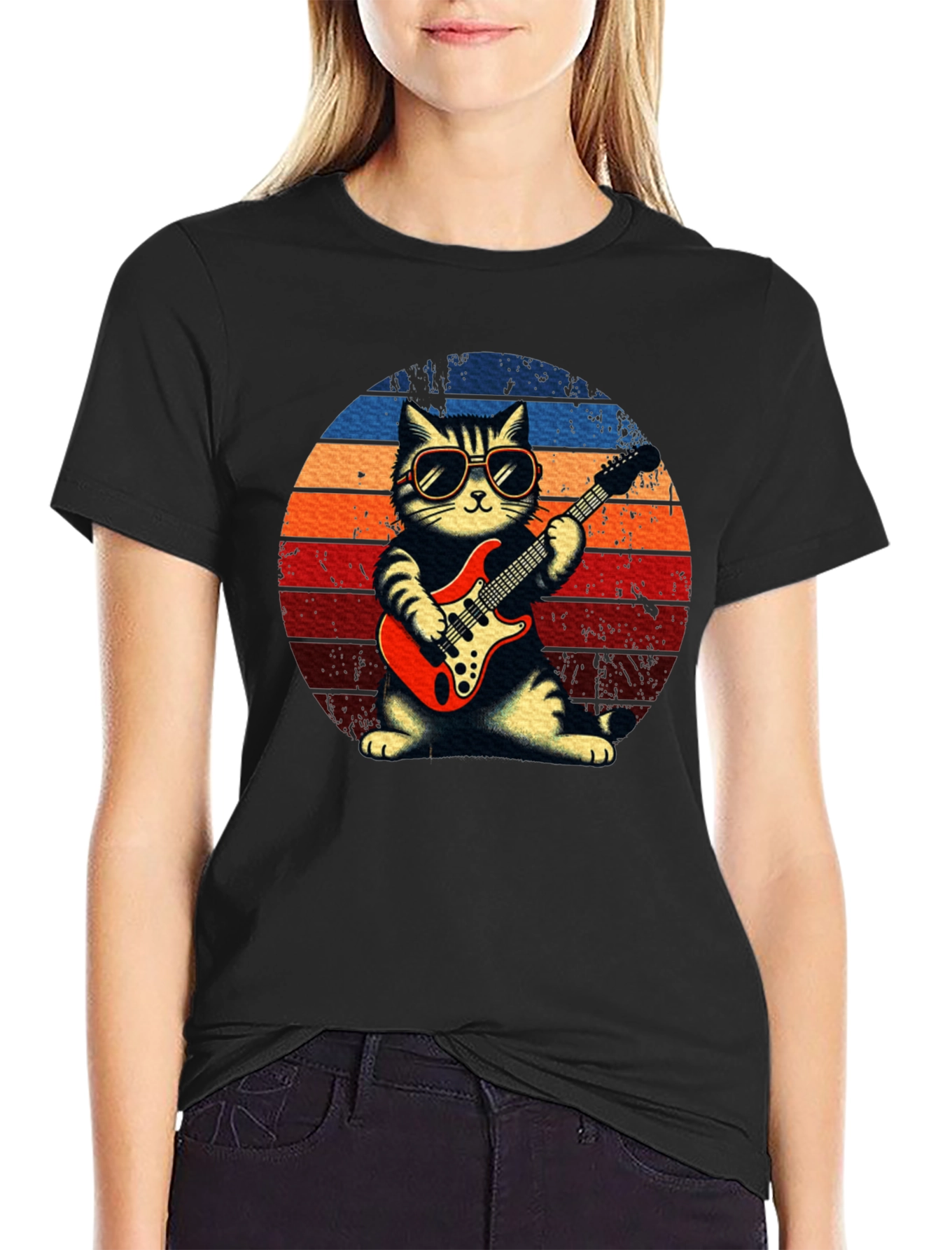 Cat Guitarist Graphic Tee