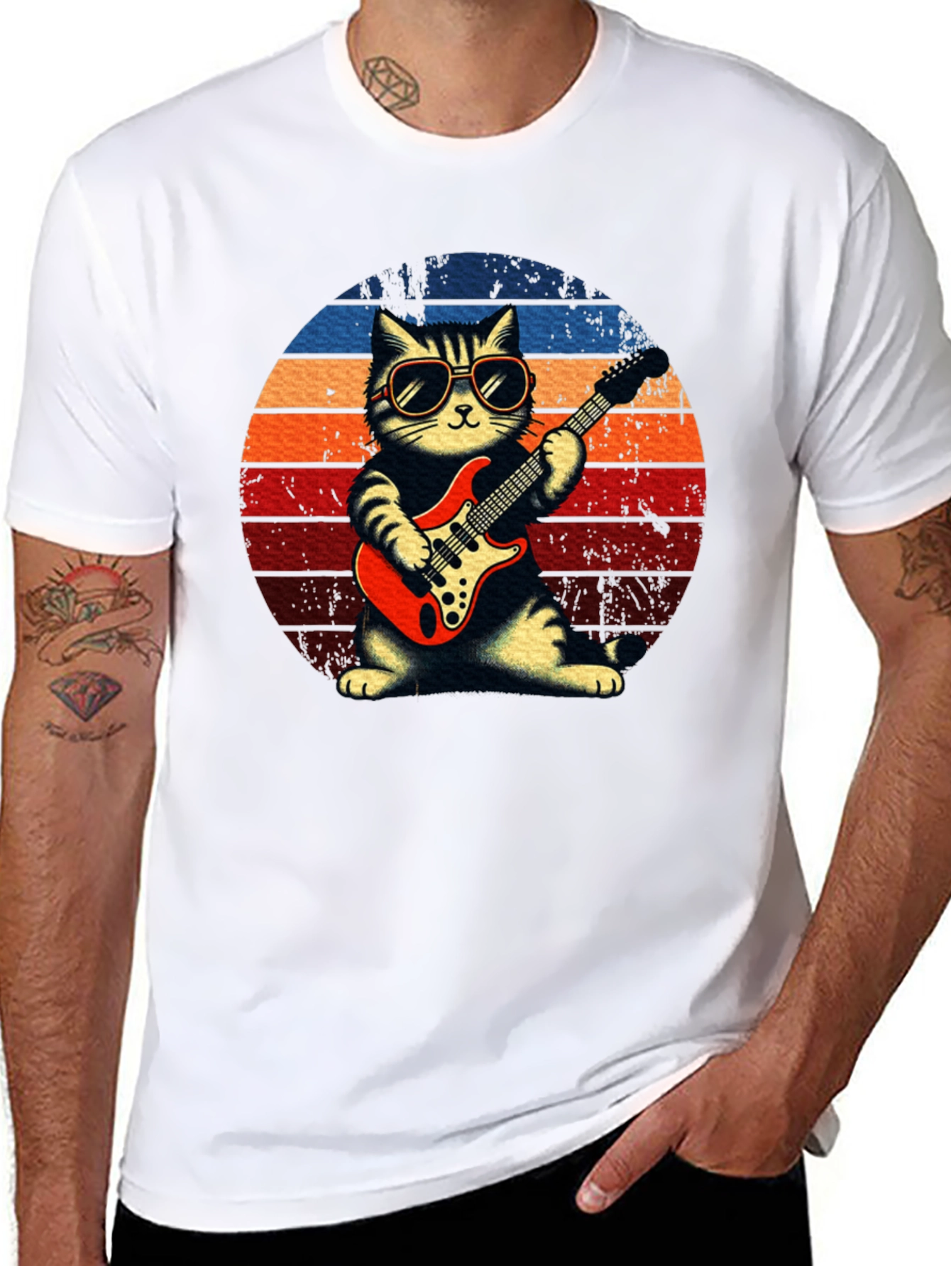 Cat Guitarist Graphic Tee