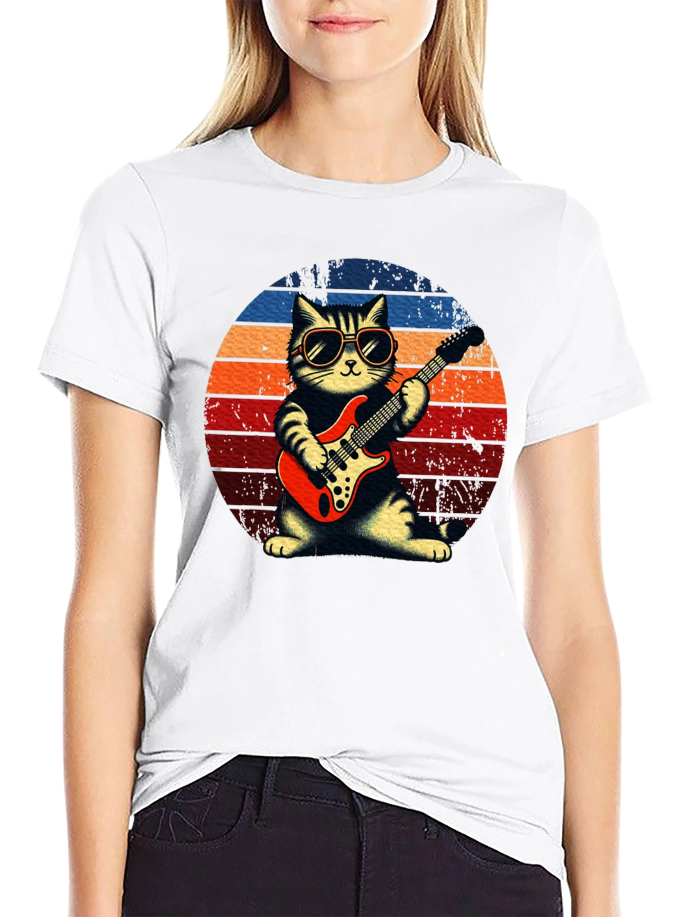Cat Guitarist Graphic Tee