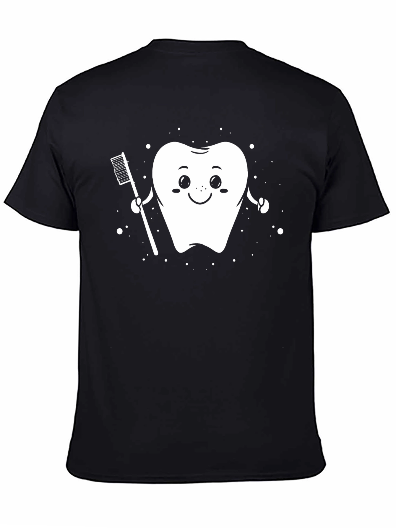 Cute Tooth and Toothbrush Black T-Shirt