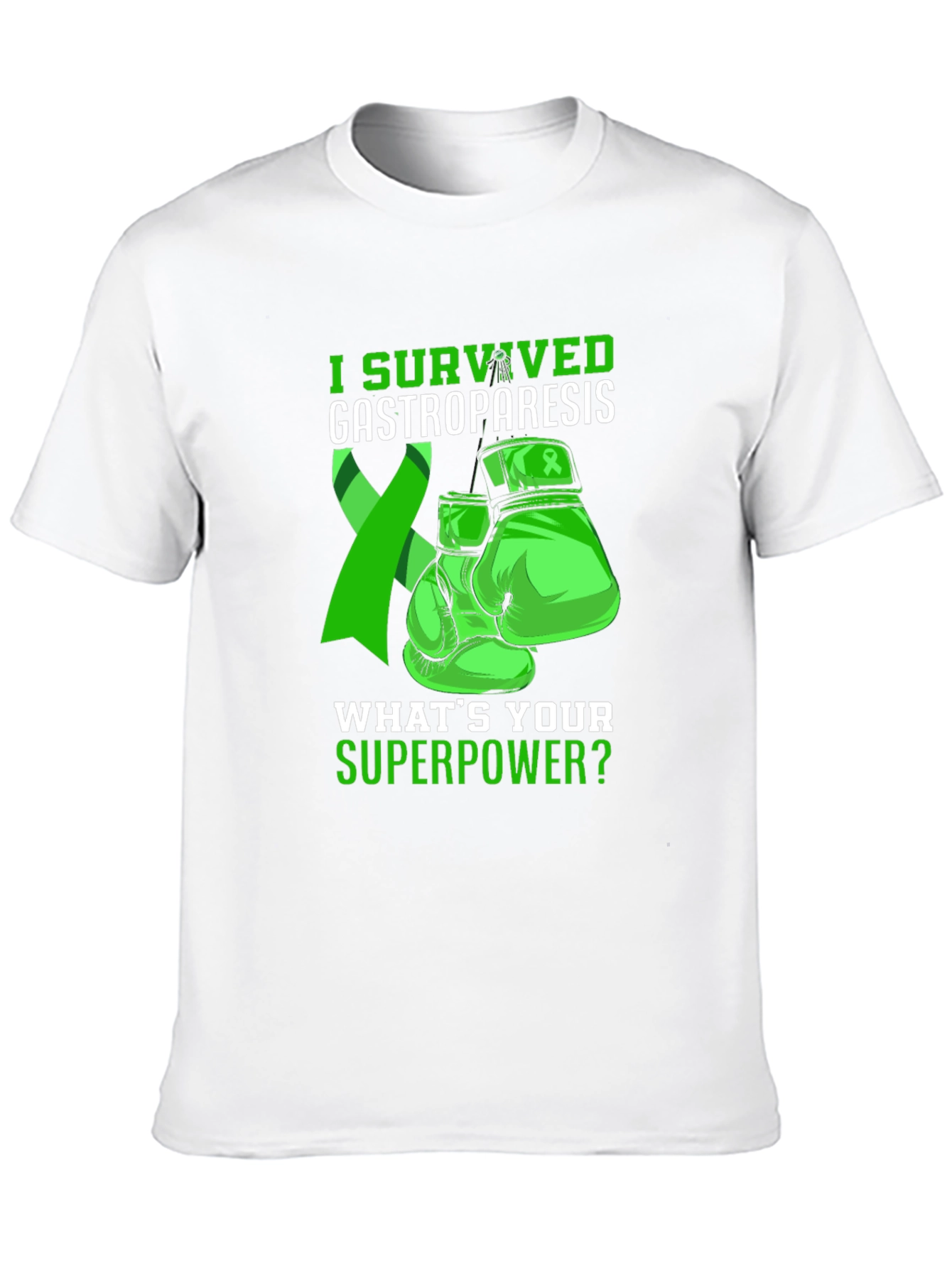 Gastroparesis Survivor T-Shirt Green Ribbon Boxing Gloves