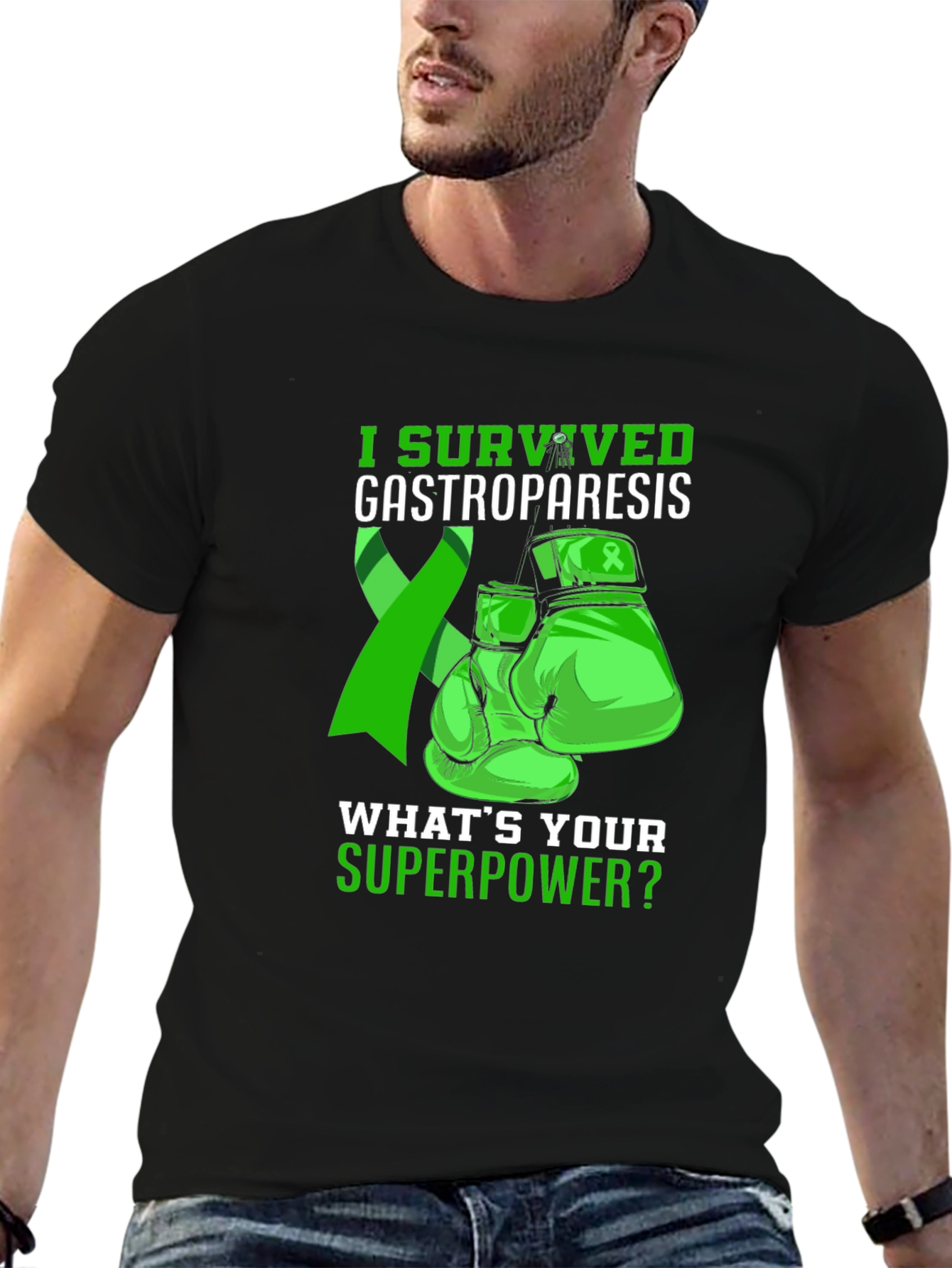 Gastroparesis Survivor T-Shirt Green Ribbon Boxing Gloves