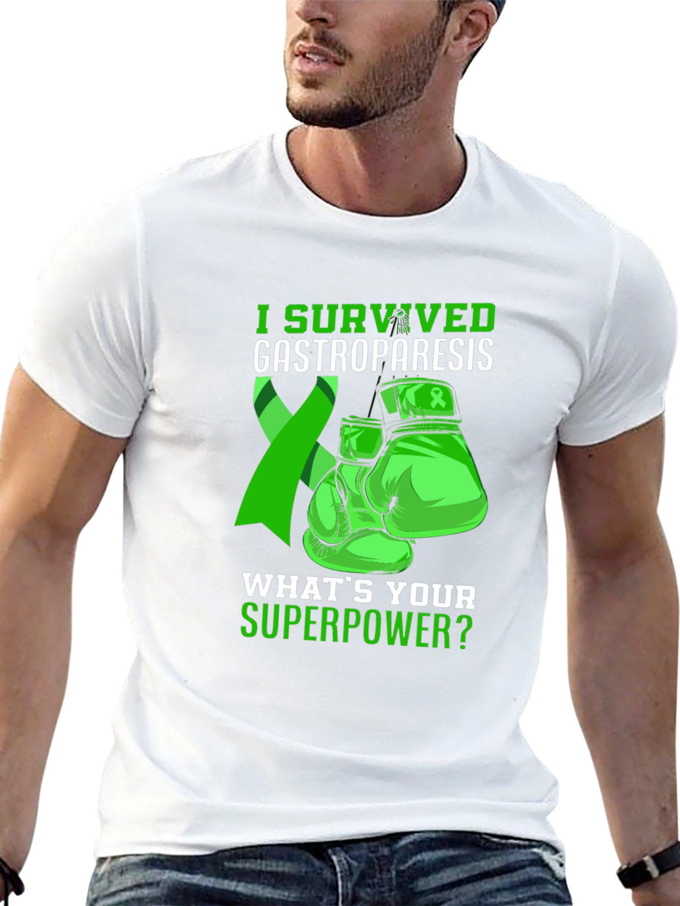 Gastroparesis Survivor T-Shirt Green Ribbon Boxing Gloves