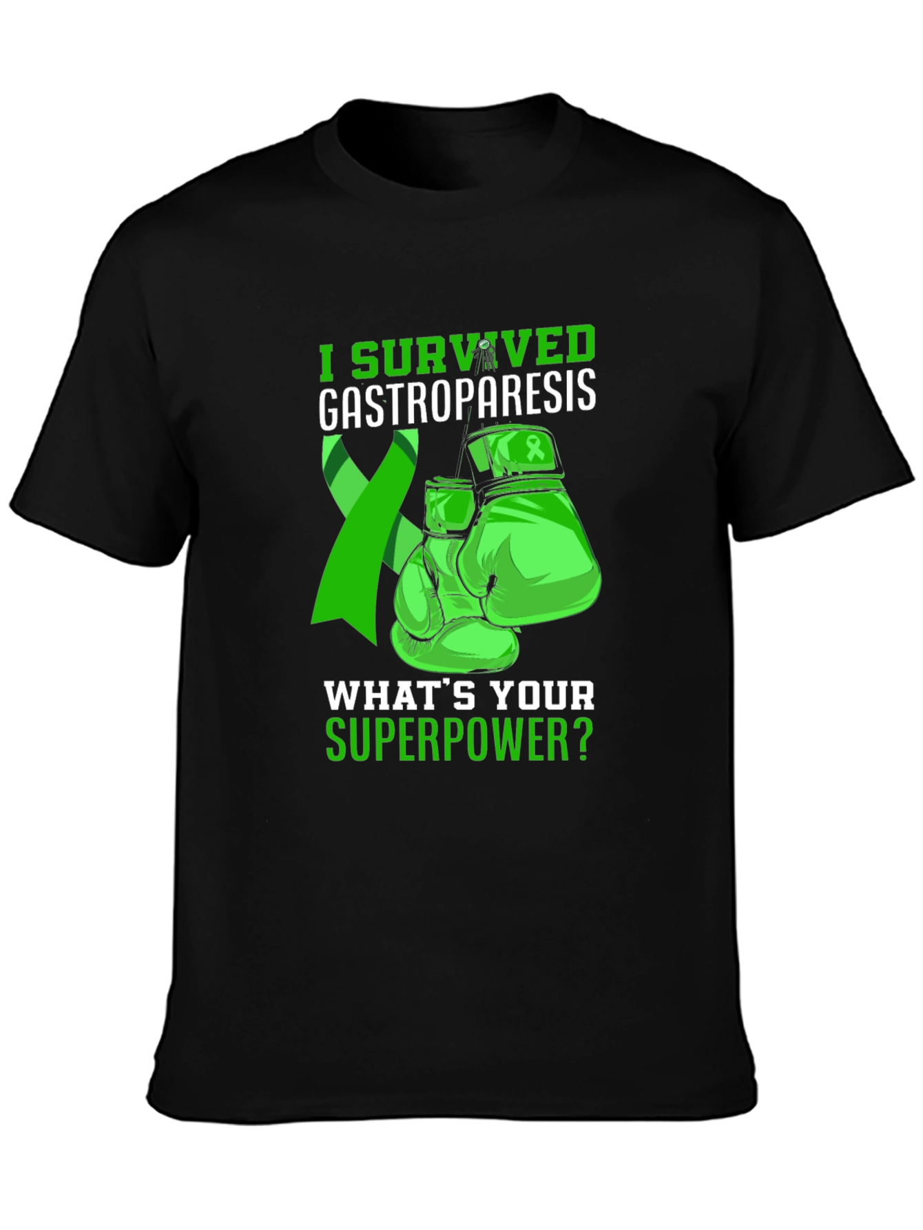 Gastroparesis Survivor T-Shirt Green Ribbon Boxing Gloves