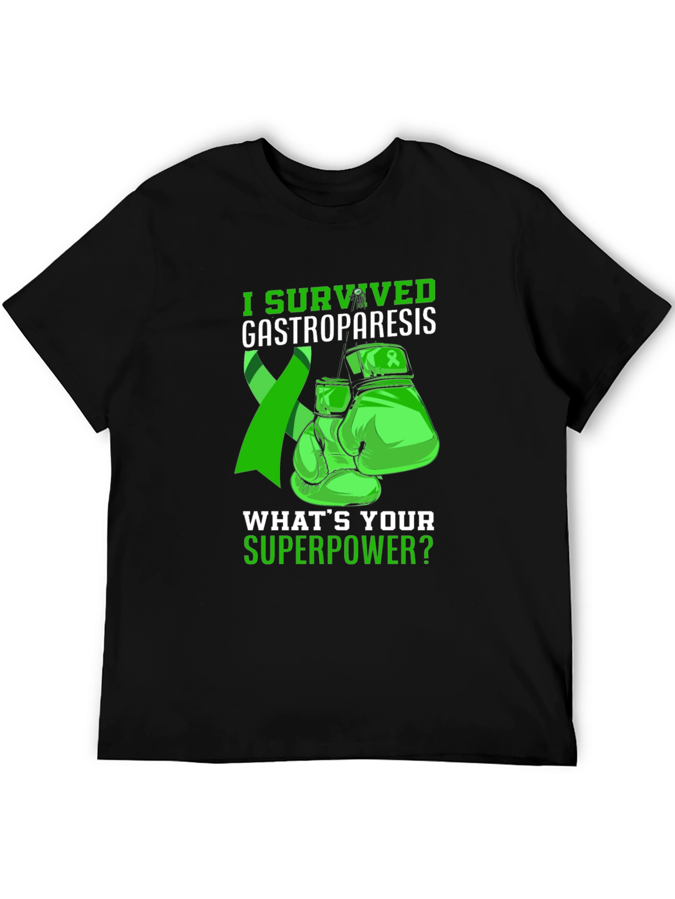 Gastroparesis Survivor T-Shirt Green Ribbon Boxing Gloves