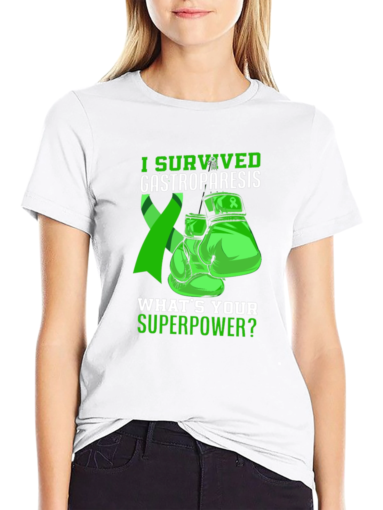 Gastroparesis Survivor T-Shirt Green Ribbon Boxing Gloves