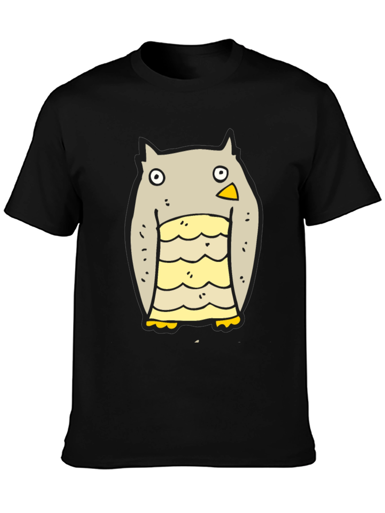 Cartoon Owl Graphic Black T-Shirt