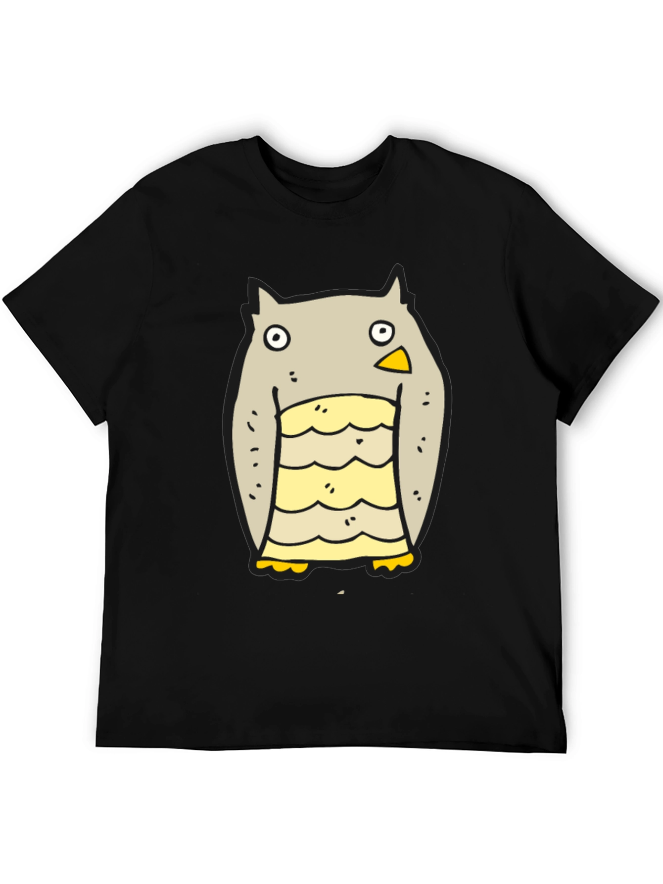 Cartoon Owl Graphic Black T-Shirt