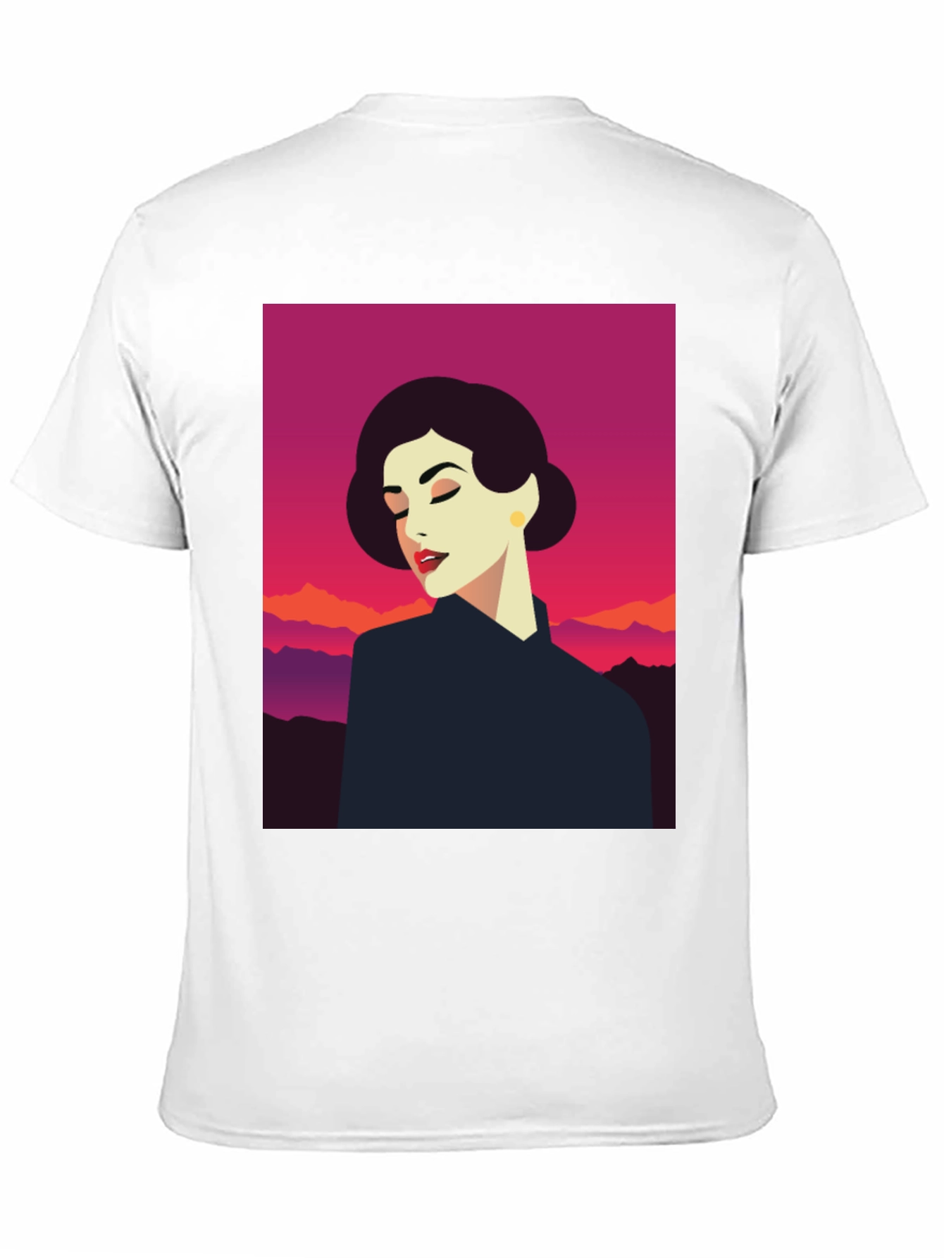 Retro Woman Graphic Tee - Black Cotton T-Shirt
