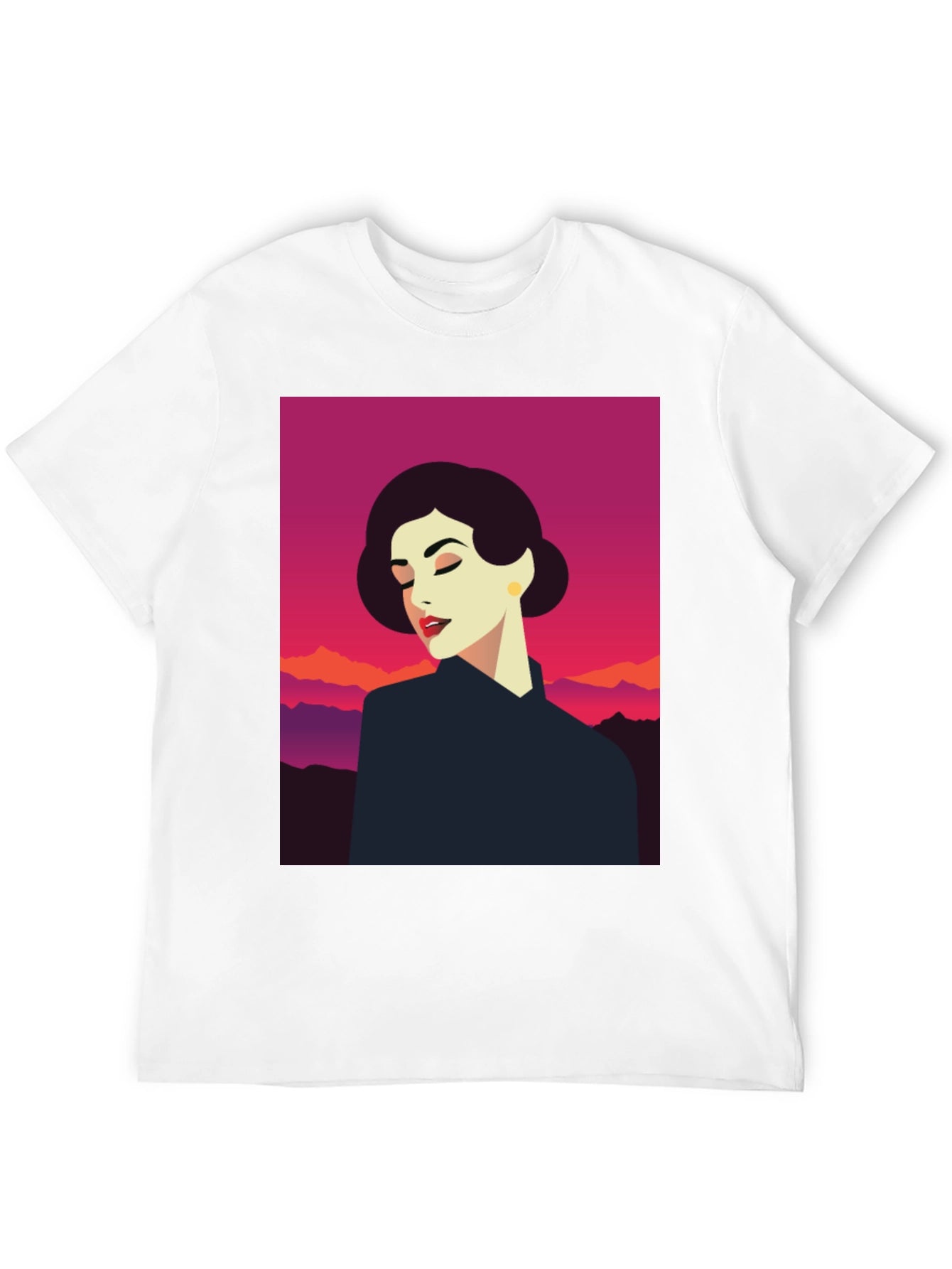 Retro Woman Graphic Tee - Black Cotton T-Shirt