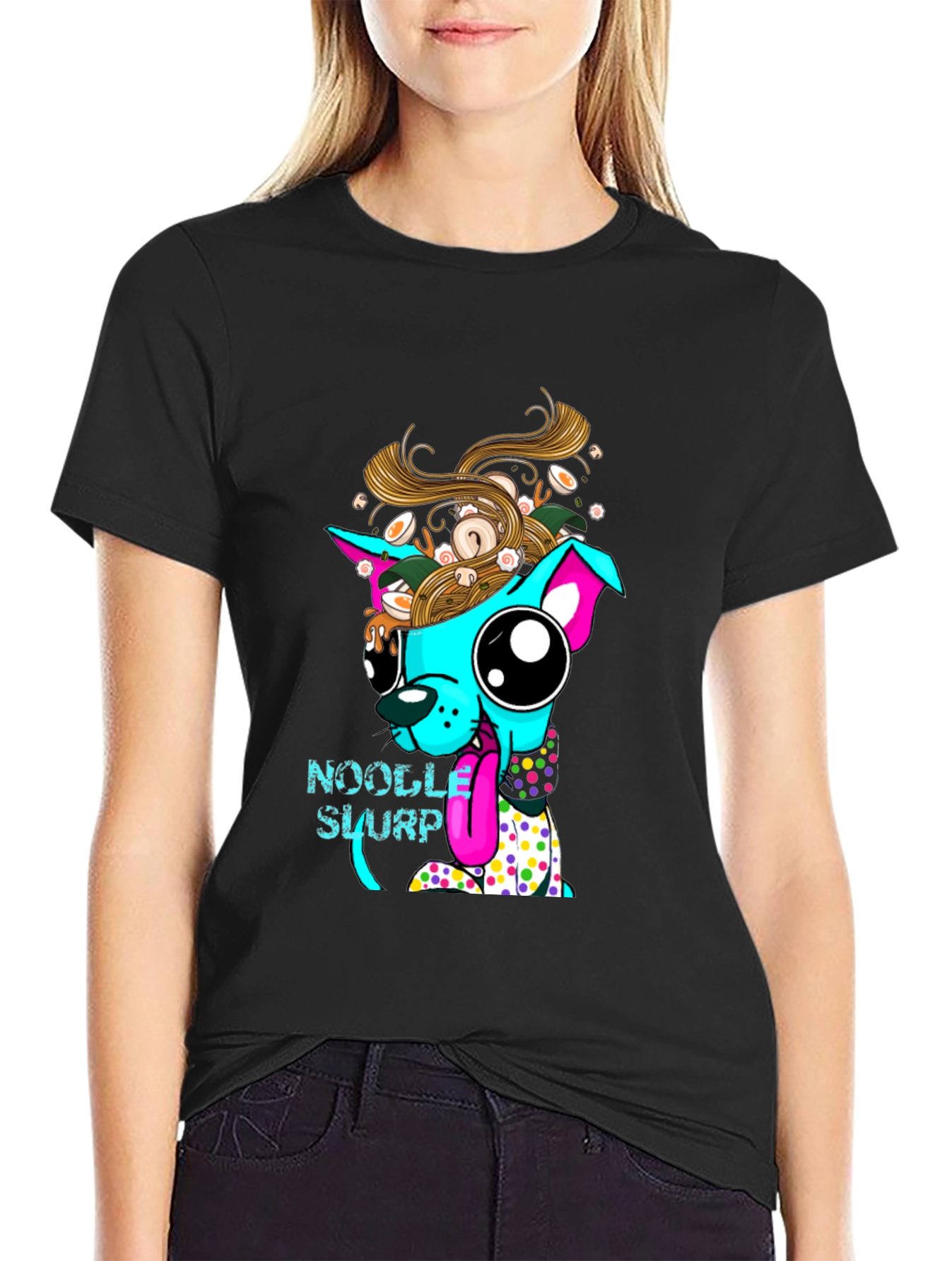 Noodle Slurp Dog T-Shirt - Unique Graphic Tee