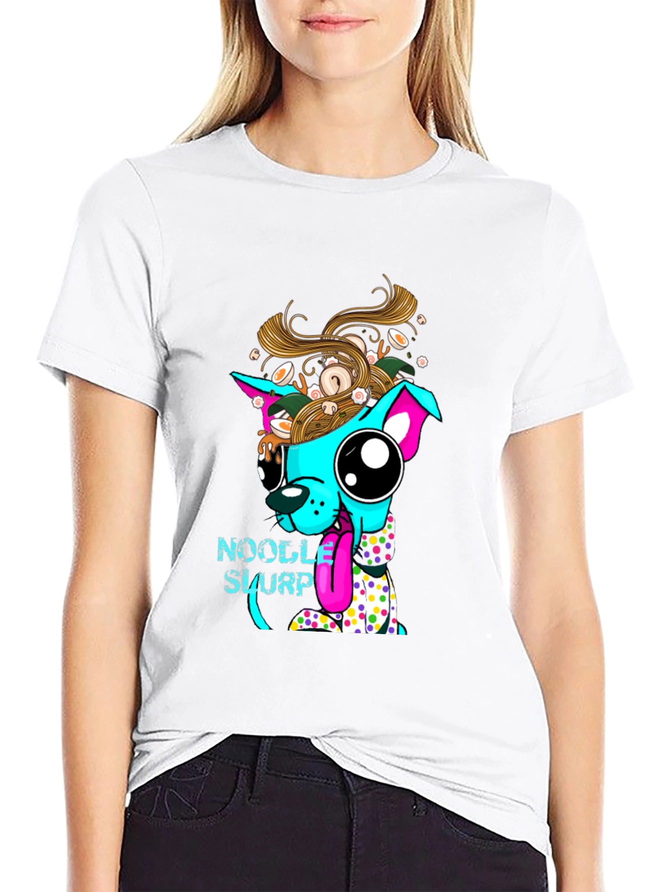 Noodle Slurp Dog T-Shirt - Unique Graphic Tee