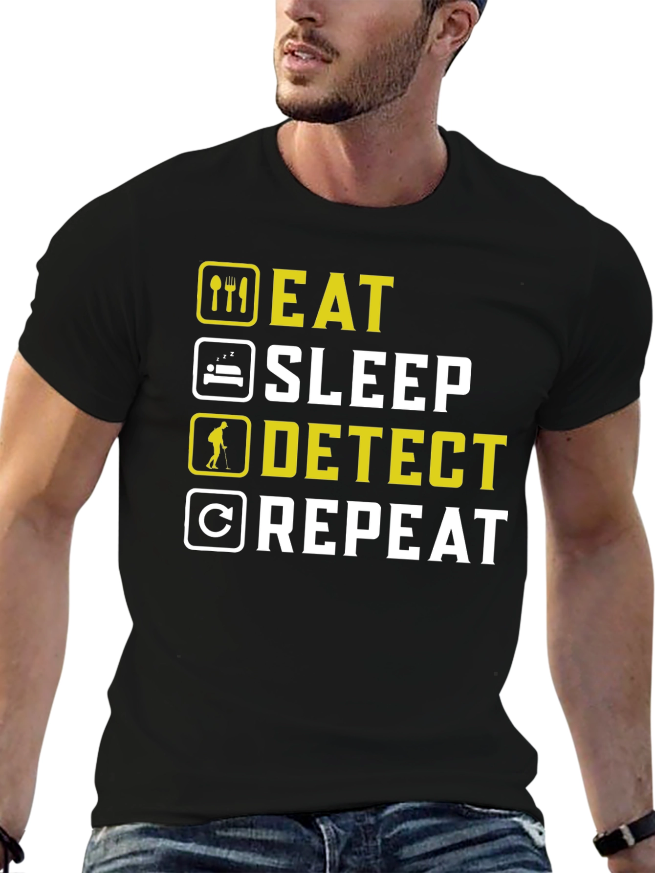 Eat Sleep Detect Repeat - Metal Detecting Hobby T-Shirt