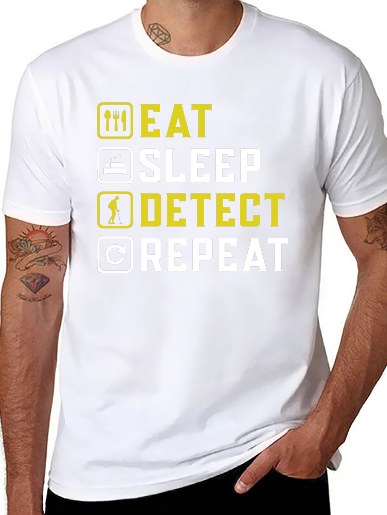 Eat Sleep Detect Repeat - Metal Detecting Hobby T-Shirt