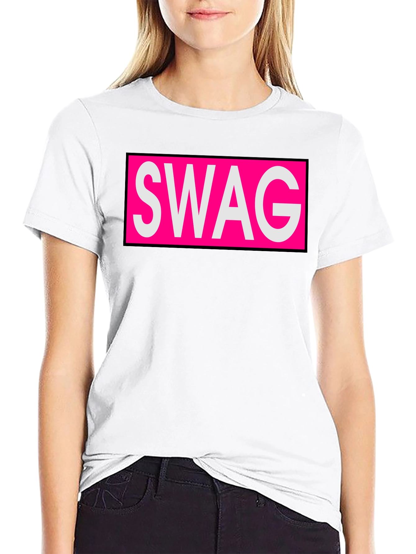Mens Black T-Shirt with SWAG Graphic Print