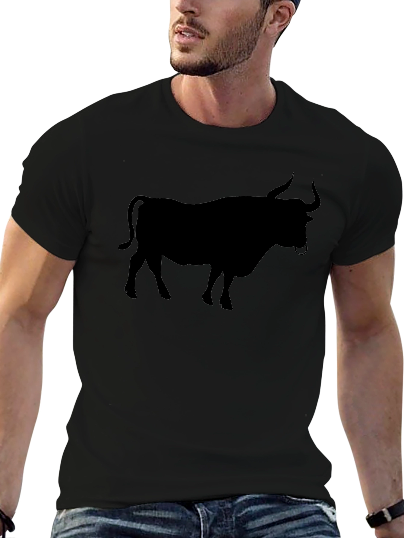Black Bull Silhouette Graphic T-Shirt