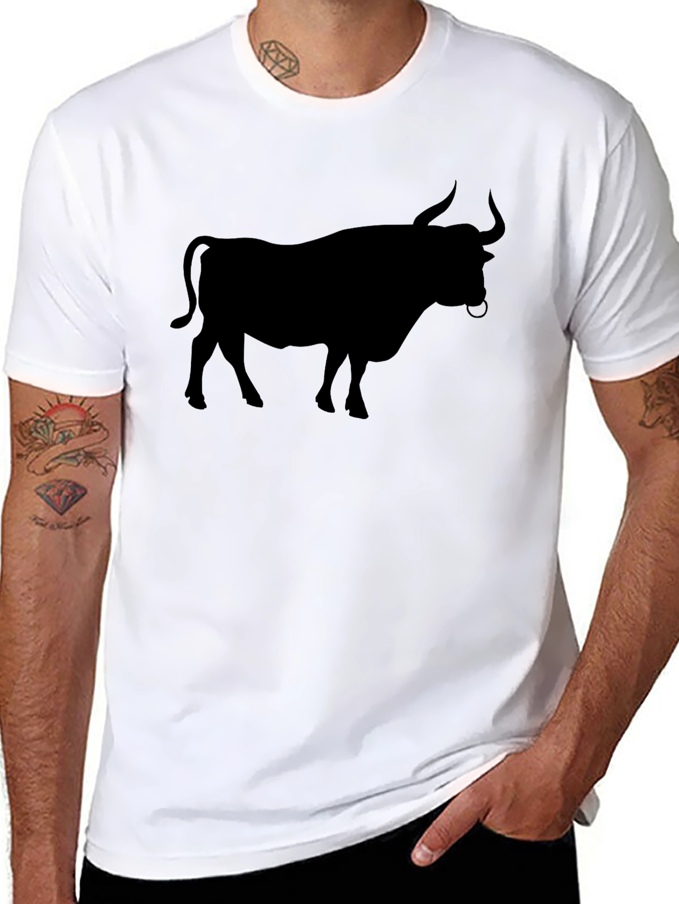 Black Bull Silhouette Graphic T-Shirt