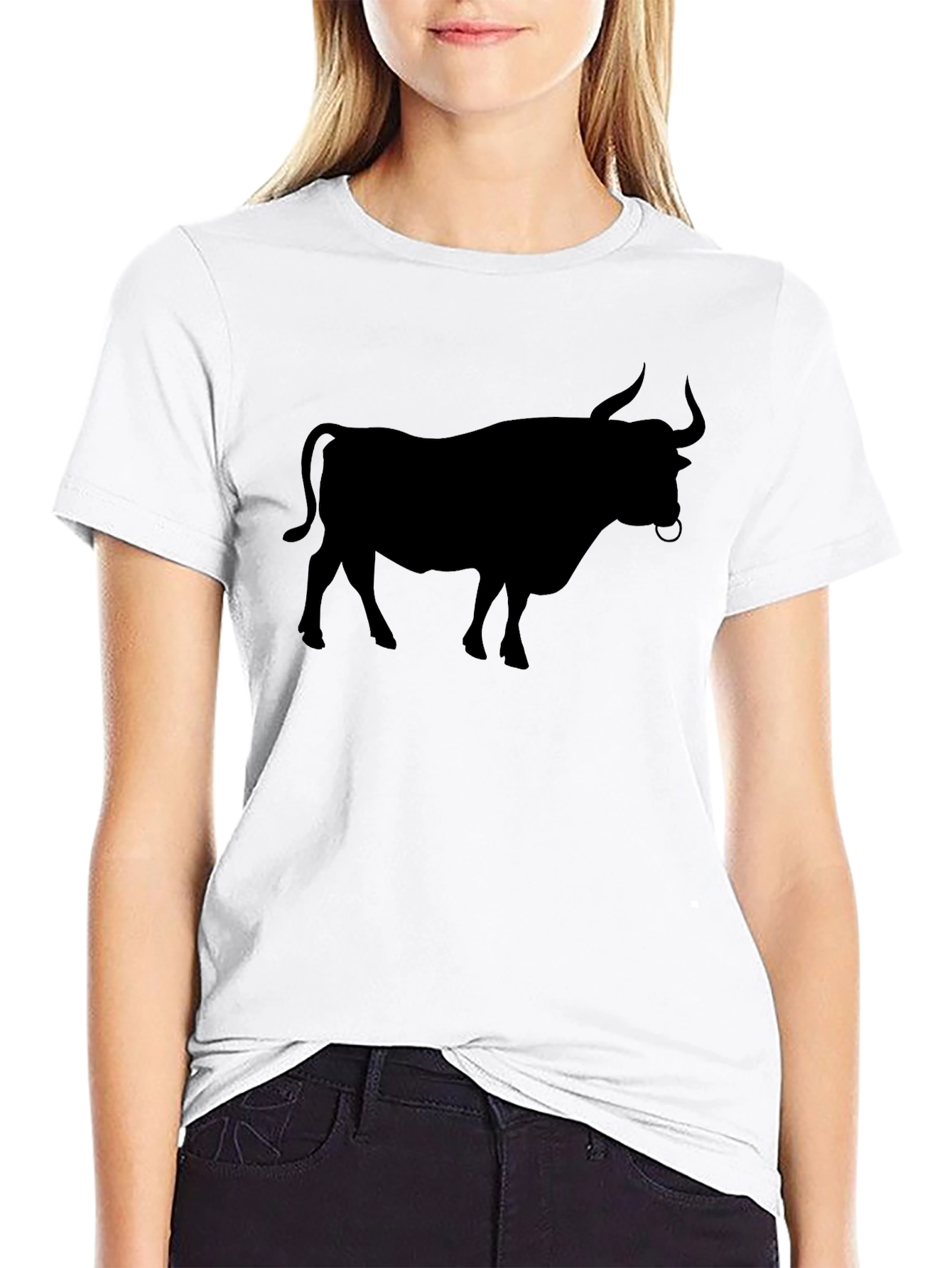 Black Bull Silhouette Graphic T-Shirt