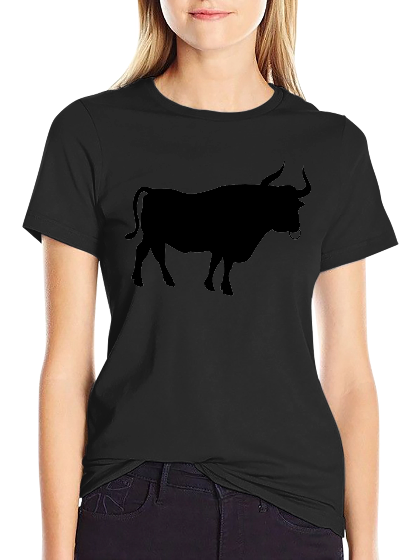 Black Bull Silhouette Graphic T-Shirt