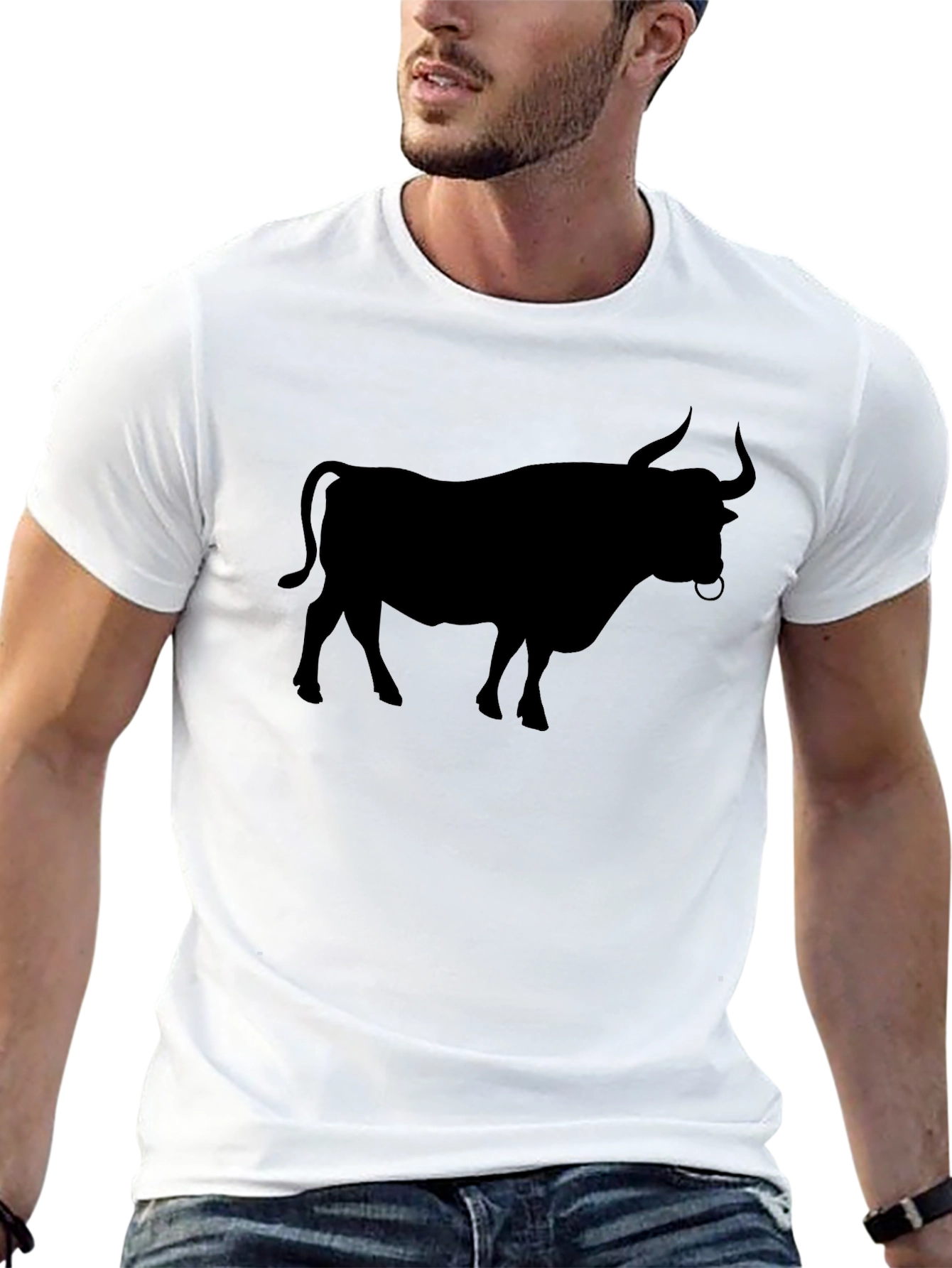 Black Bull Silhouette Graphic T-Shirt