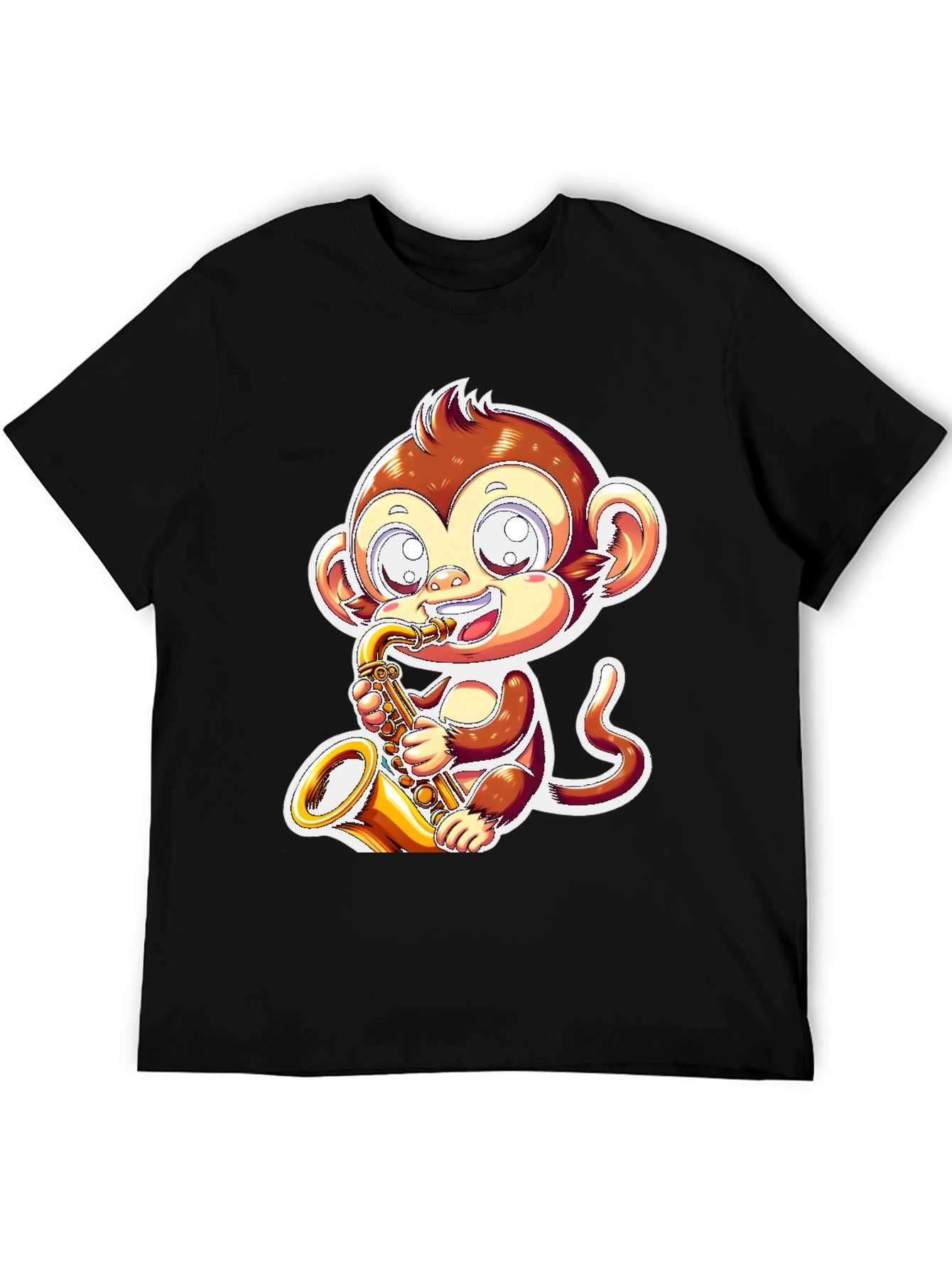Monkey Saxophone Graphic Tee - Black T-Shirt