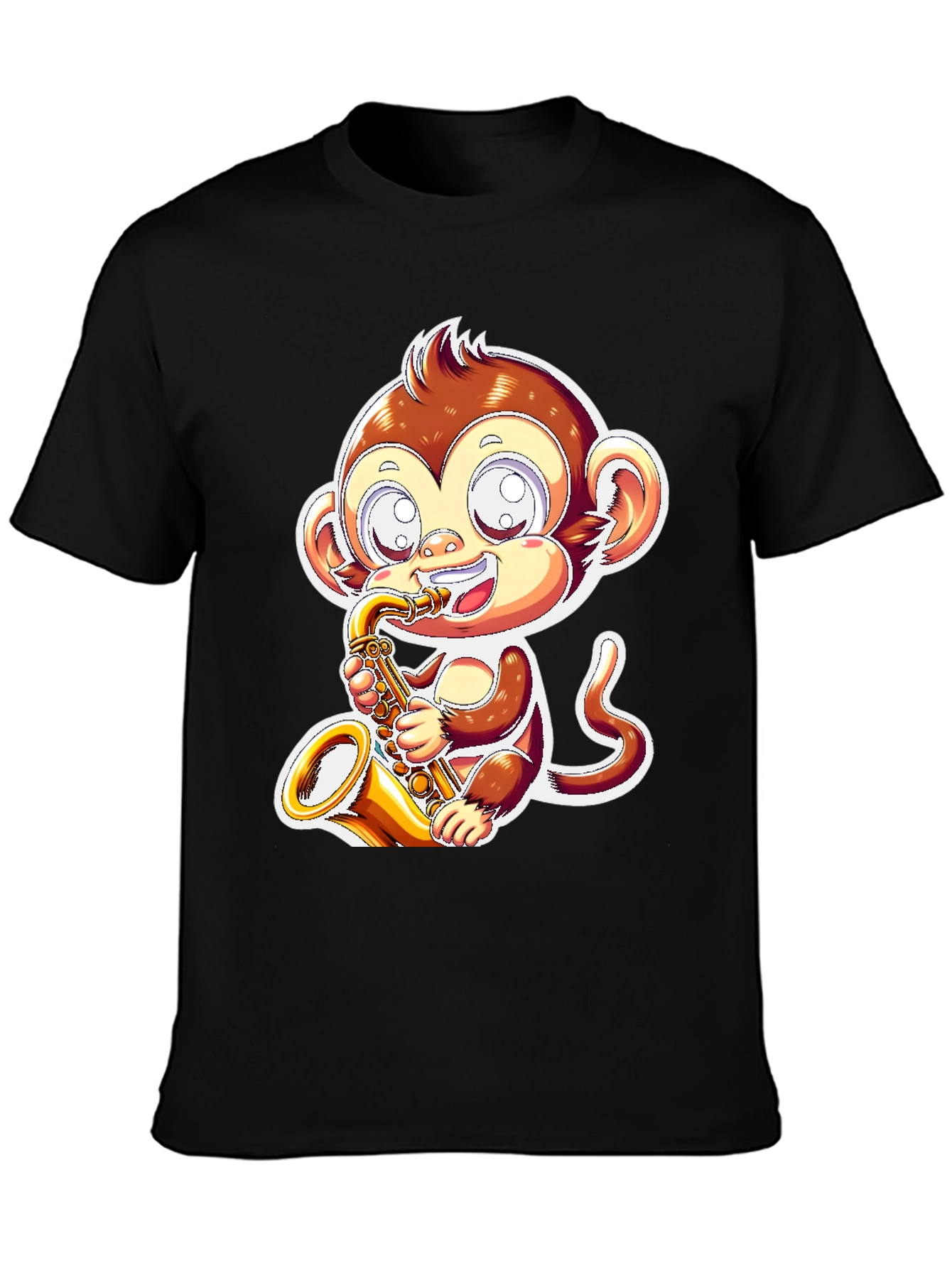 Monkey Saxophone Graphic Tee - Black T-Shirt