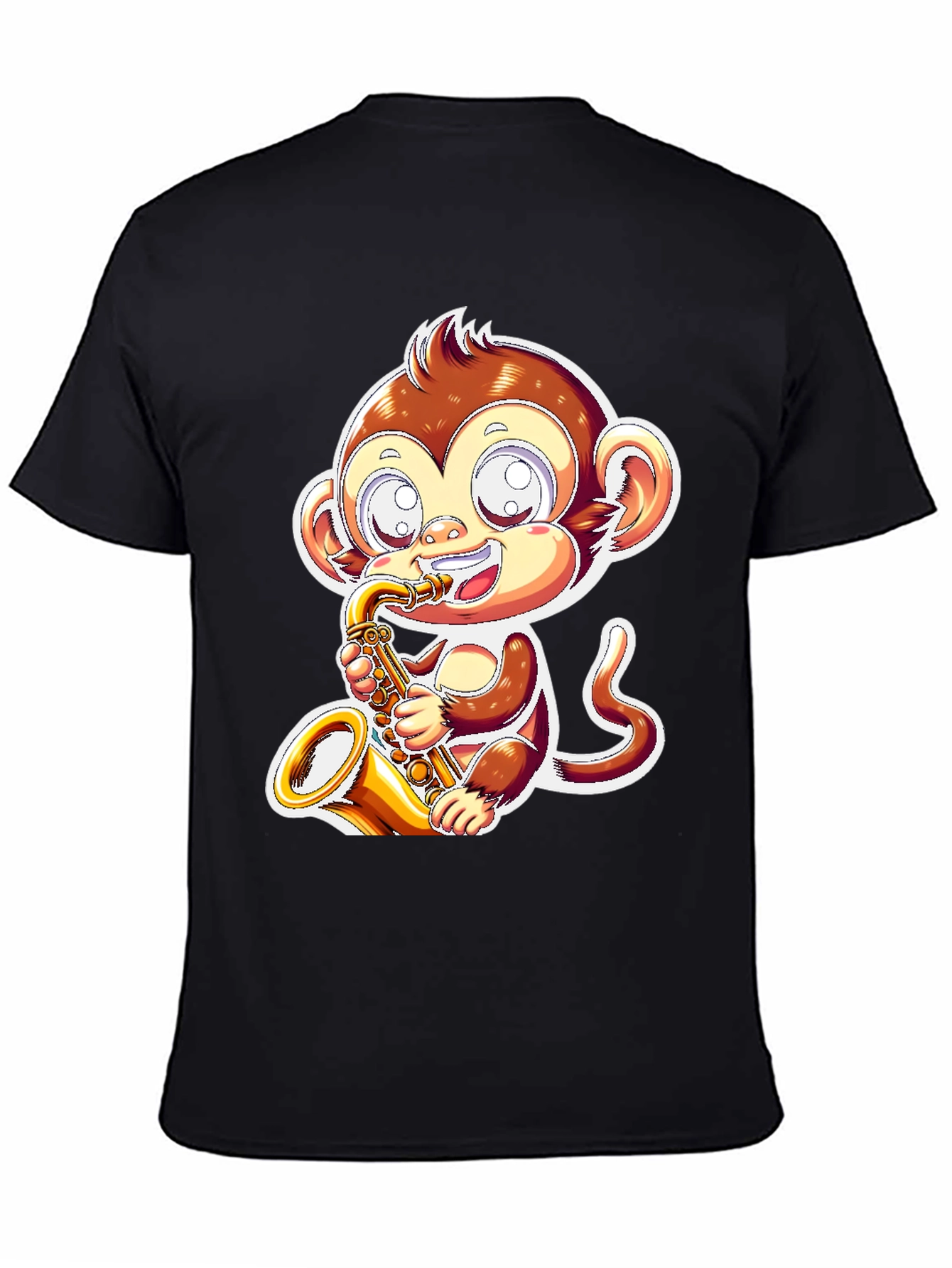Monkey Saxophone Graphic Tee - Black T-Shirt