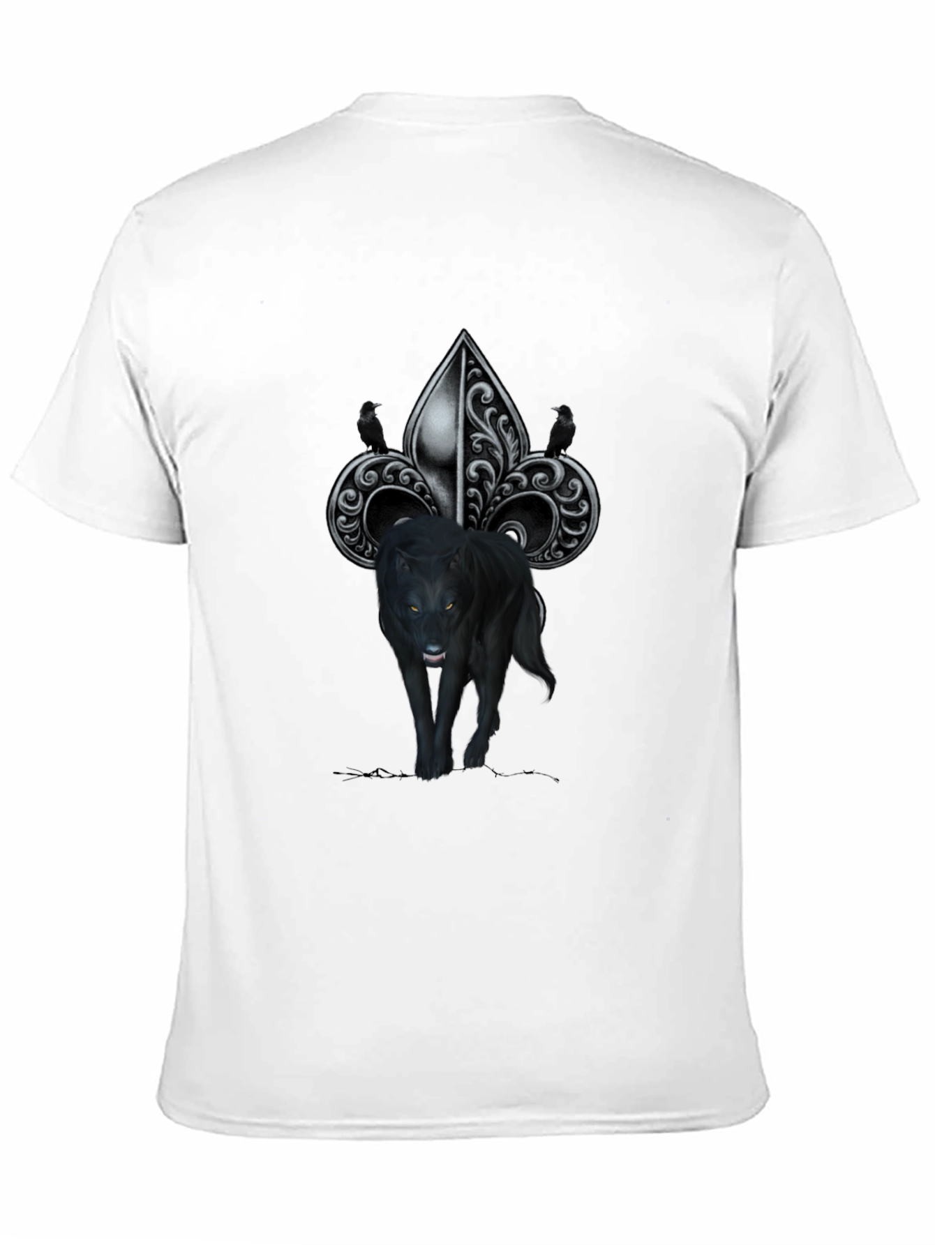 Wolf Fleur-de-lis Graphic Tee - Mens Black T-Shirt
