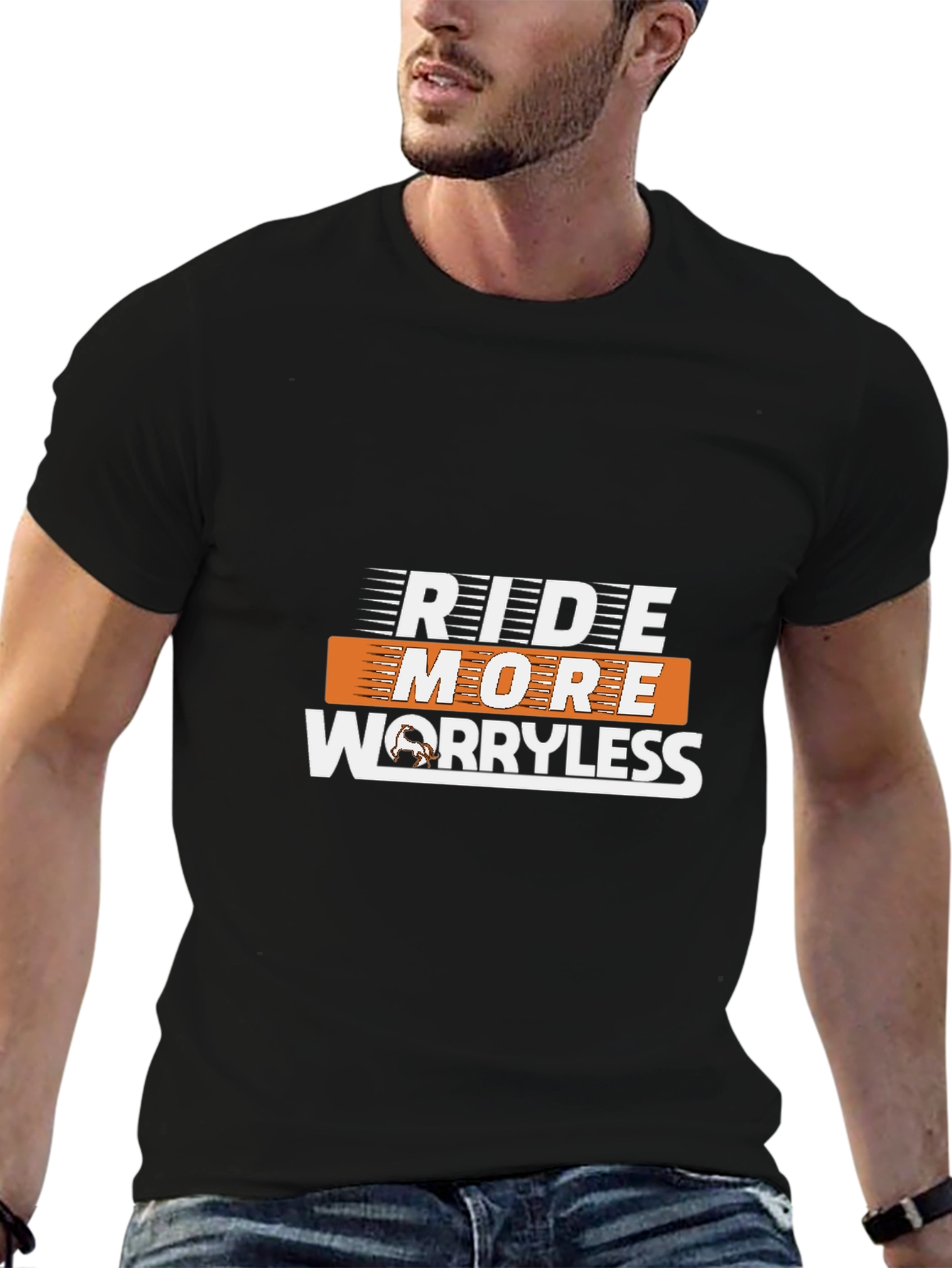 Ride More Worryless Black Graphic Tee
