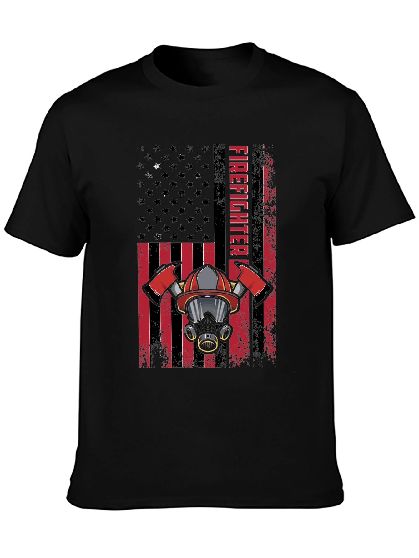 Firefighter American Flag Graphic Tee - Black