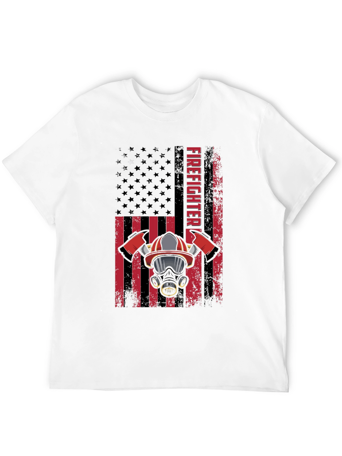 Firefighter American Flag Graphic Tee - Black
