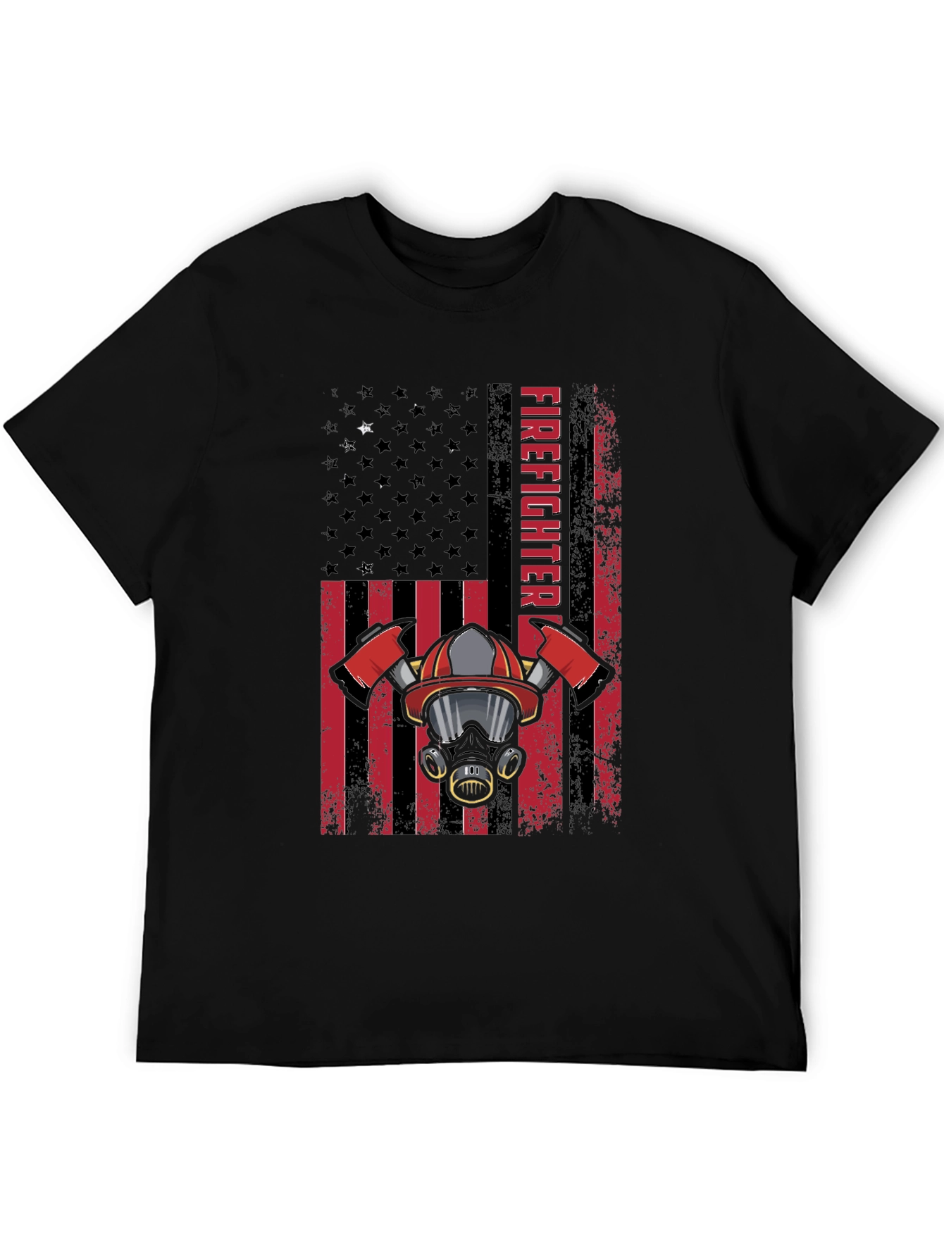Firefighter American Flag Graphic Tee - Black